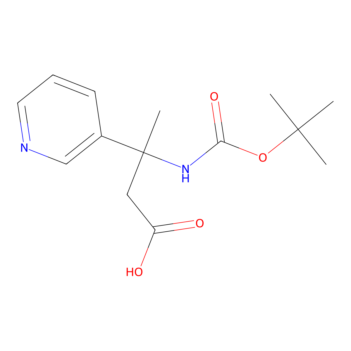 3-{[(Tert-butoxy)carbonyl]amino}-3-(pyridin-3-yl)butanoic acid molecular structure, CAS 1822958-32-6