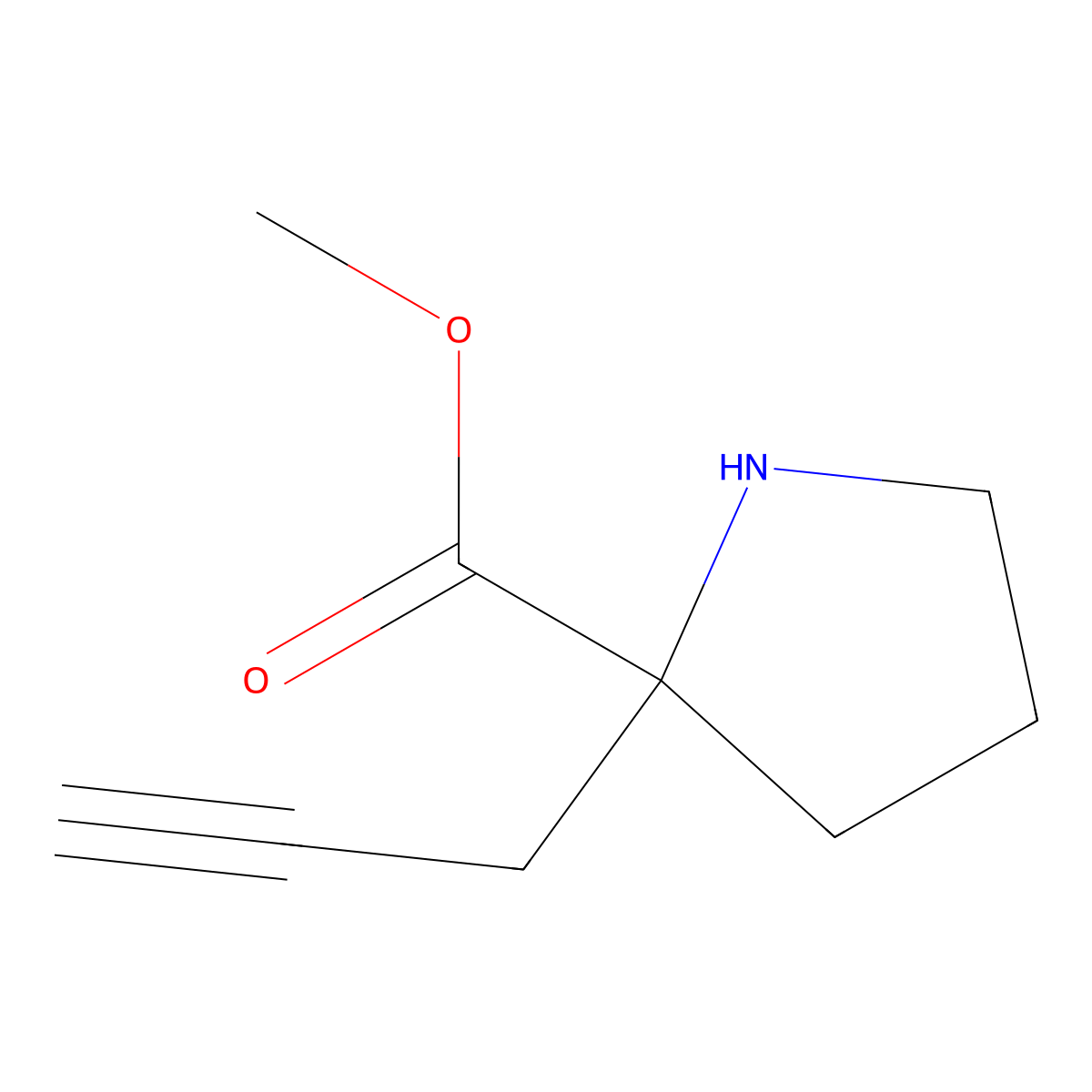 Methyl 2-(prop-2-yn-1-yl)pyrrolidine-2-carboxylate molecular structure, CAS 1822964-73-7
