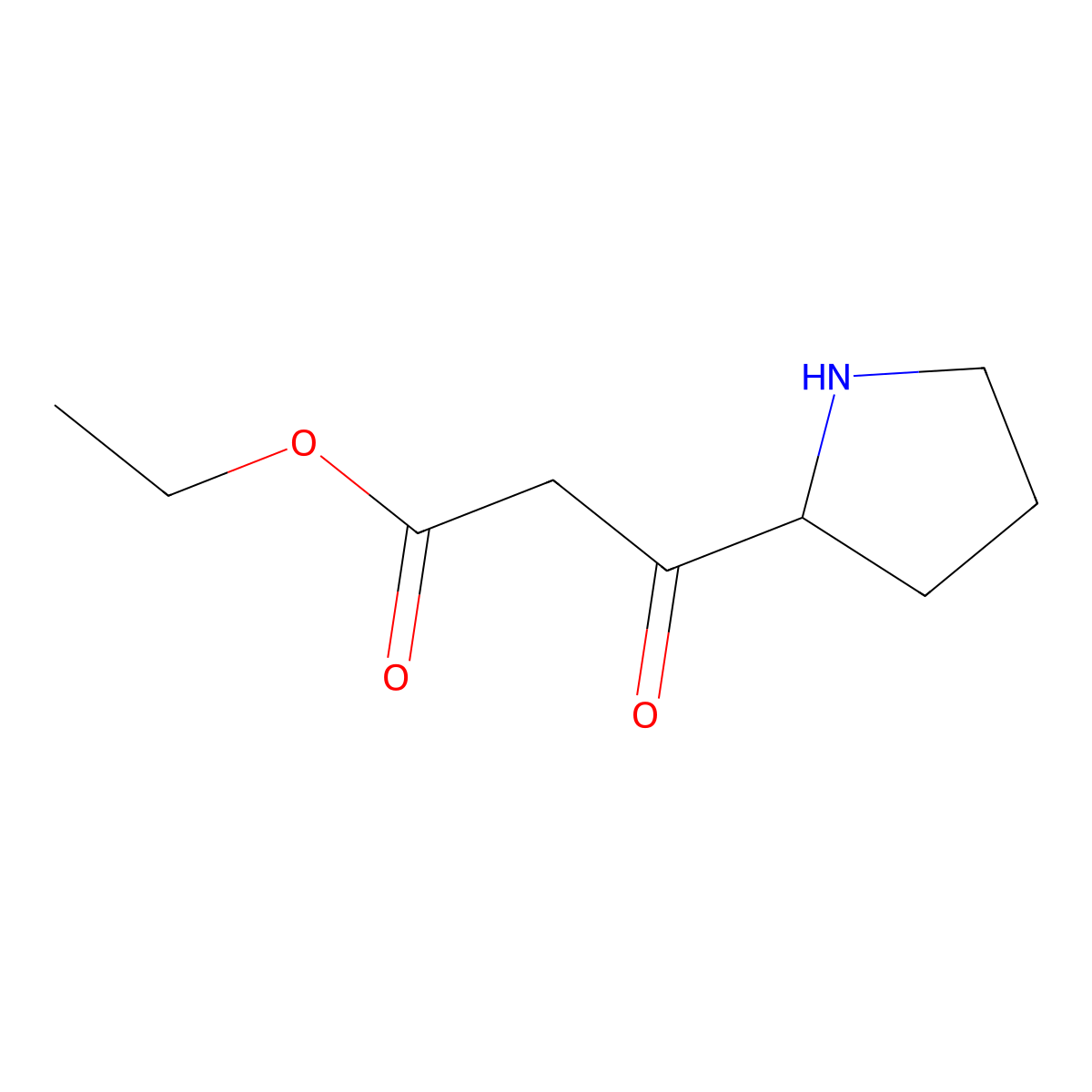 Ethyl 3-oxo-3-(pyrrolidin-2-yl)propanoate molecular structure, CAS 1822966-15-3