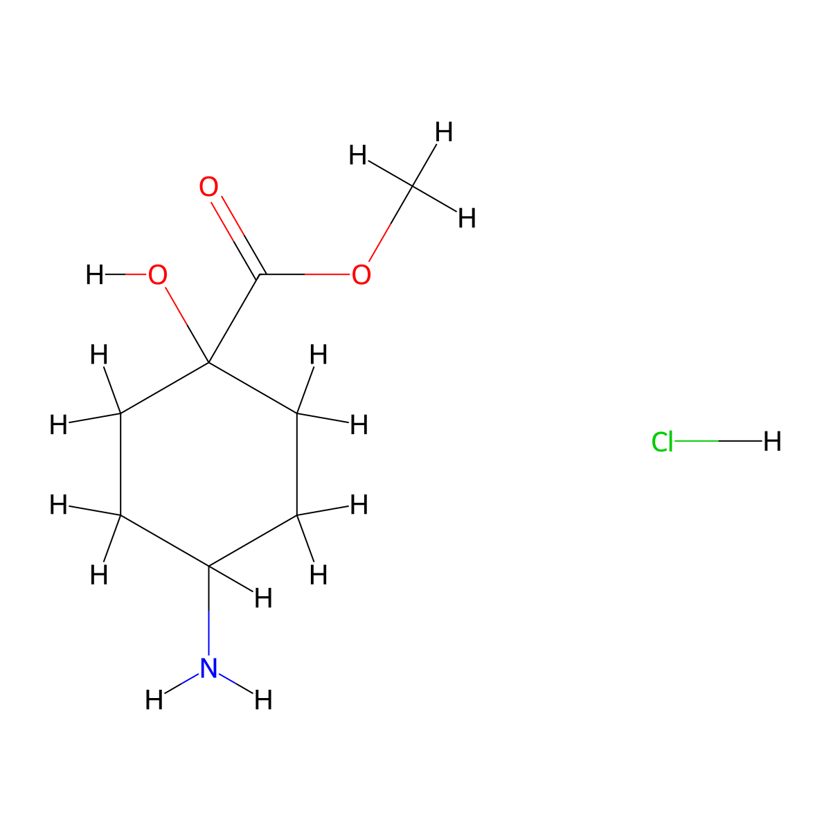 Methyl 4-amino-1-hydroxycyclohexane-1-carboxylate hydrochloride molecular structure, CAS 1822974-91-3