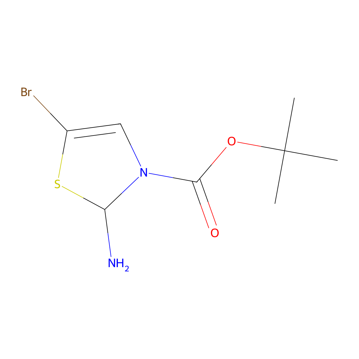 tert-Butyl 2-amino-5-bromo-2H-thiazole-3-carboxylate molecular structure, CAS 1822984-38-2