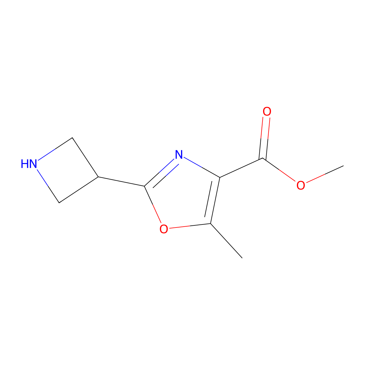 Methyl 2-(azetidin-3-yl)-5-methyl-1,3-oxazole-4-carboxylate molecular structure, CAS 1822985-96-5