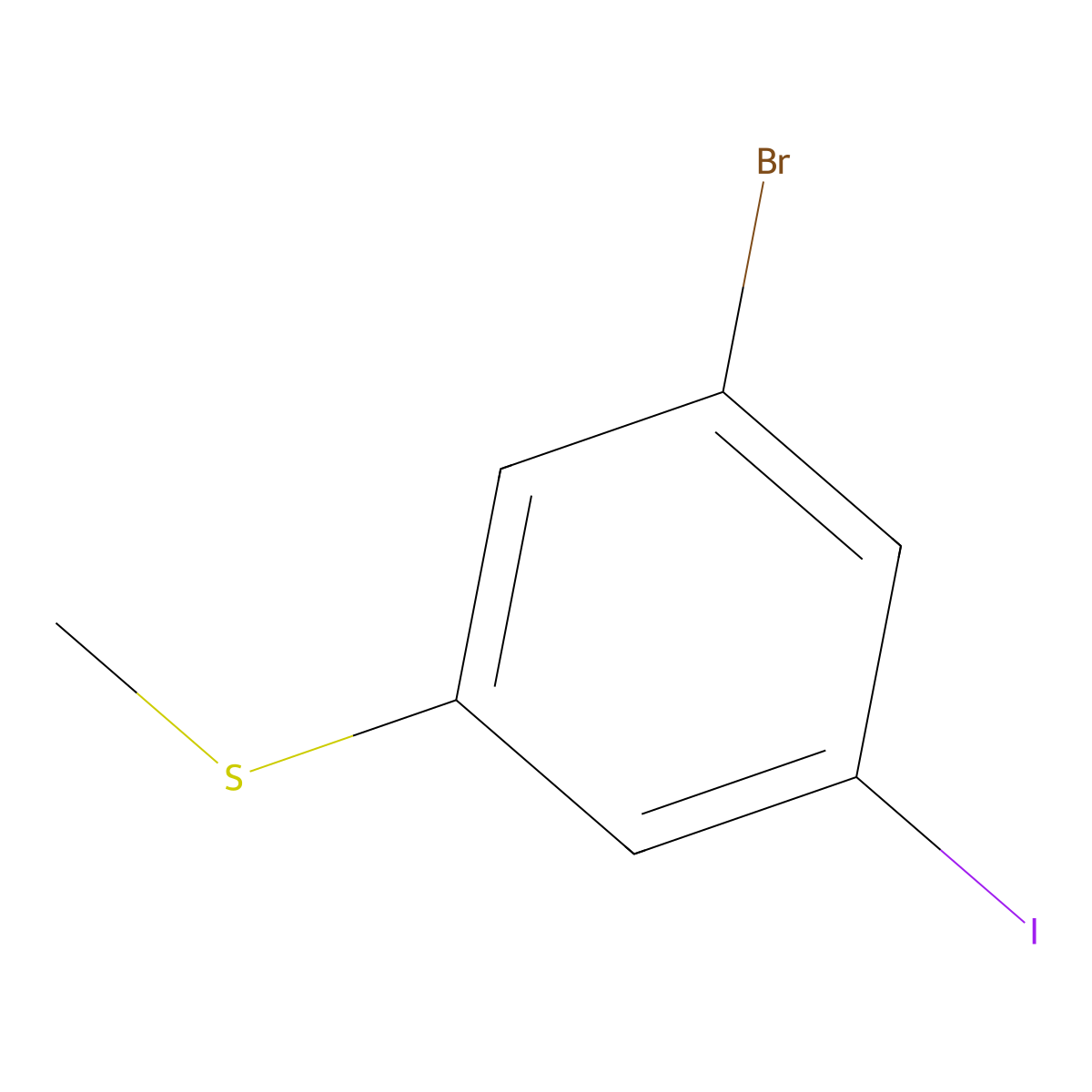 (3-Bromo-5-iodophenyl)(methyl)sulfane molecular structure, CAS 1822986-12-8