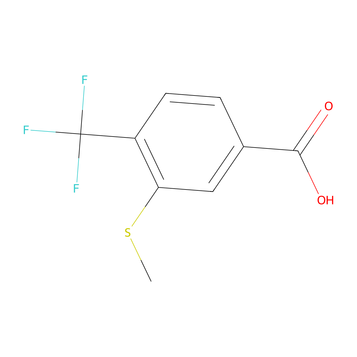 3-(Methylthio)-4-(trifluoromethyl)benzoic acid molecular structure, CAS 1822986-18-4