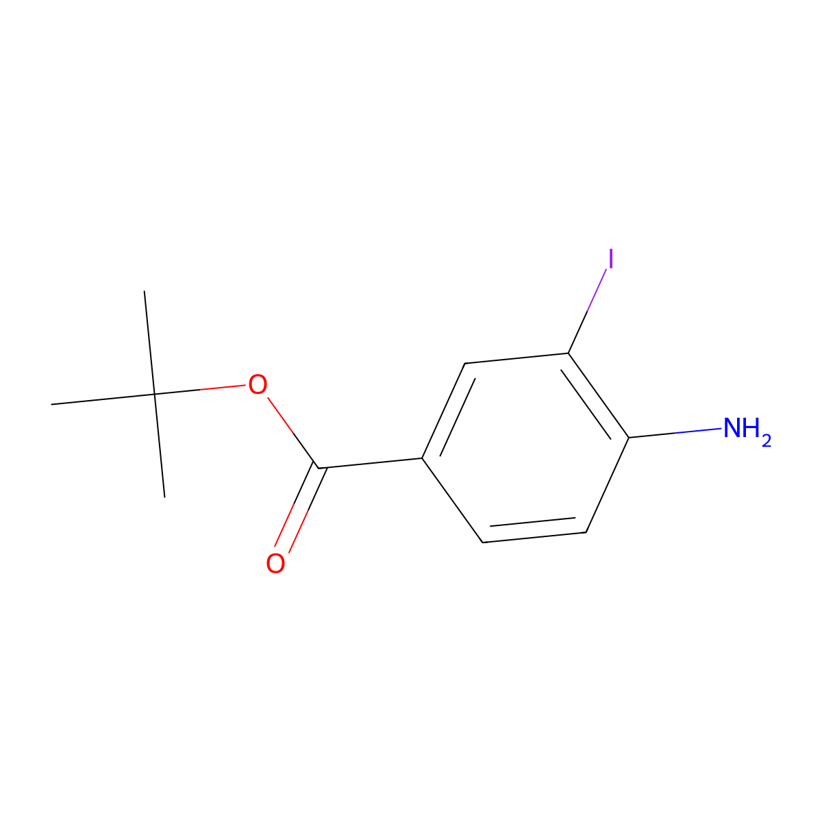 Tert-butyl 4-amino-3-iodobenzoate molecular structure, CAS 1822986-27-5
