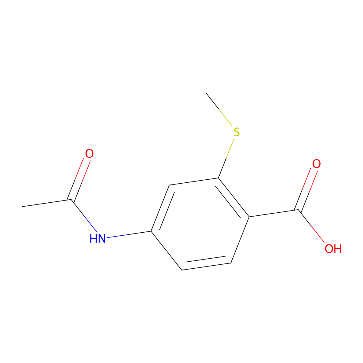 4-Acetamido-2-(methylsulfanyl)benzoic acid molecular structure, CAS 1822986-92-4