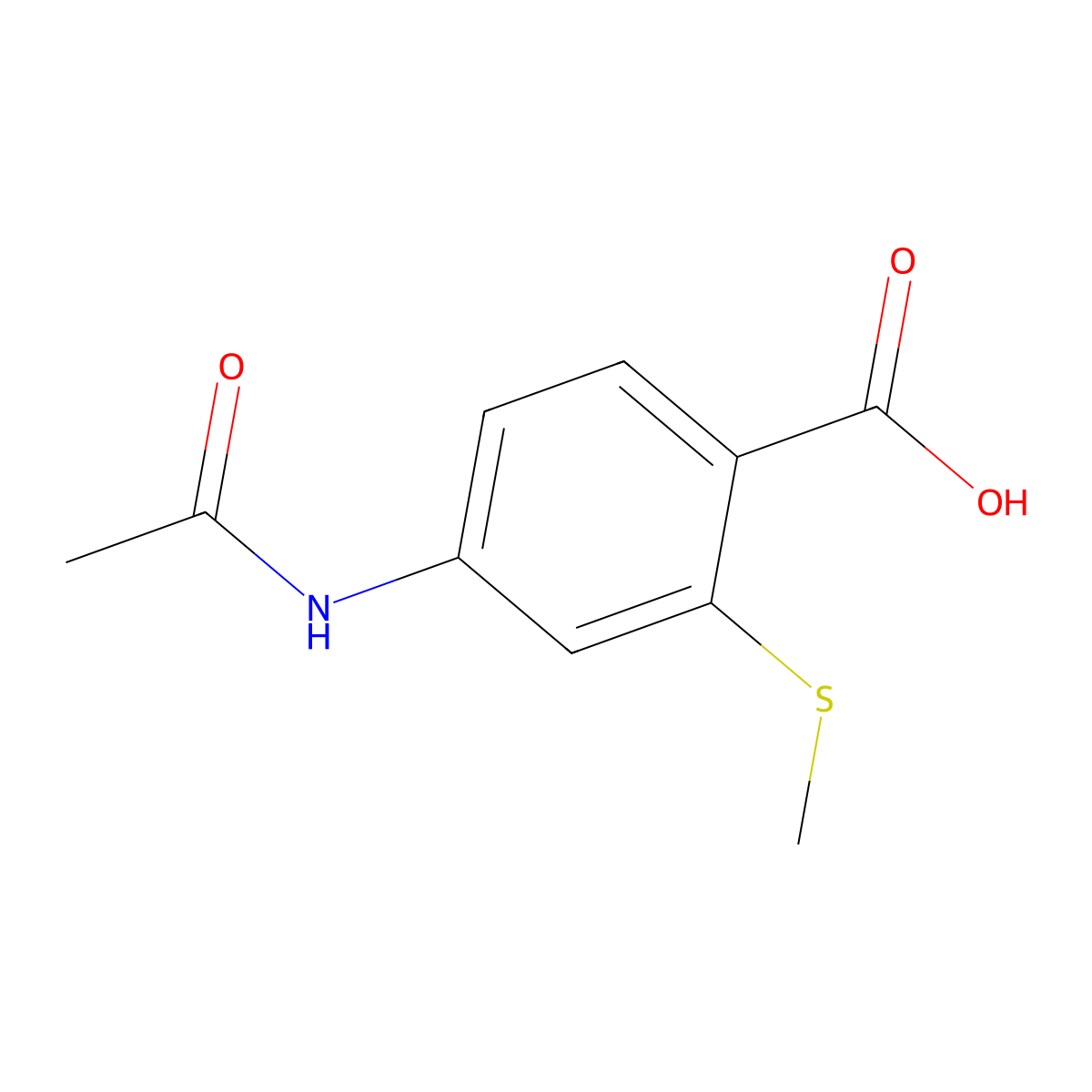 4-Acetamido-2-(methylsulfanyl)benzoic acid molecular structure, CAS 1822986-92-4