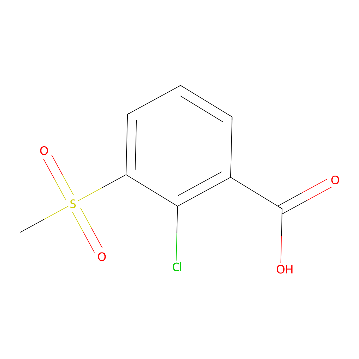 2-chloro-3-(Methylsulfonyl)benzoic acid molecular structure, CAS 1822990-80-6