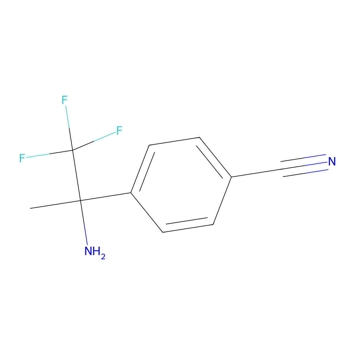4-(2-Amino-1,1,1-trifluoropropan-2-yl)benzonitrile molecular structure, CAS 1822991-57-0