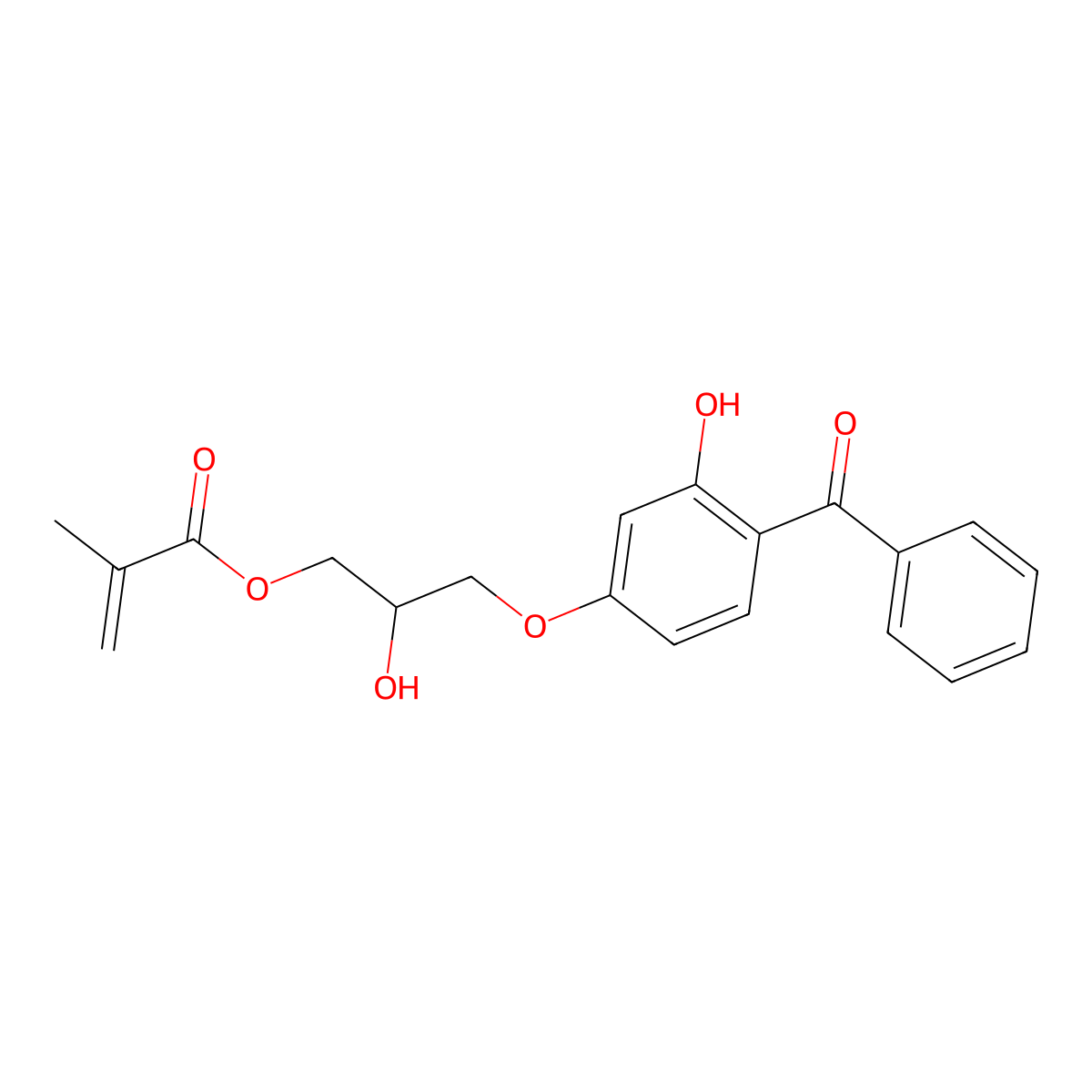 2-Propenoic acid, 2-methyl-, 3-(4-benzoyl-3-hydroxyphenoxy)-2-hydroxypropyl ester molecular structure, CAS 1823-18-3