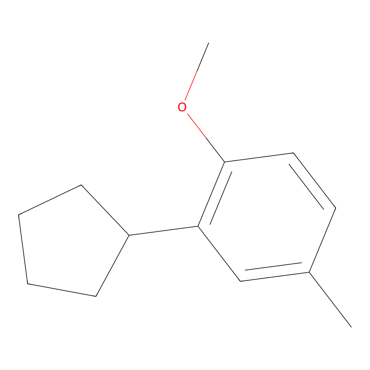 Benzene, 2-cyclopentyl-1-methoxy-4-methyl- molecular structure, CAS 1823-64-9