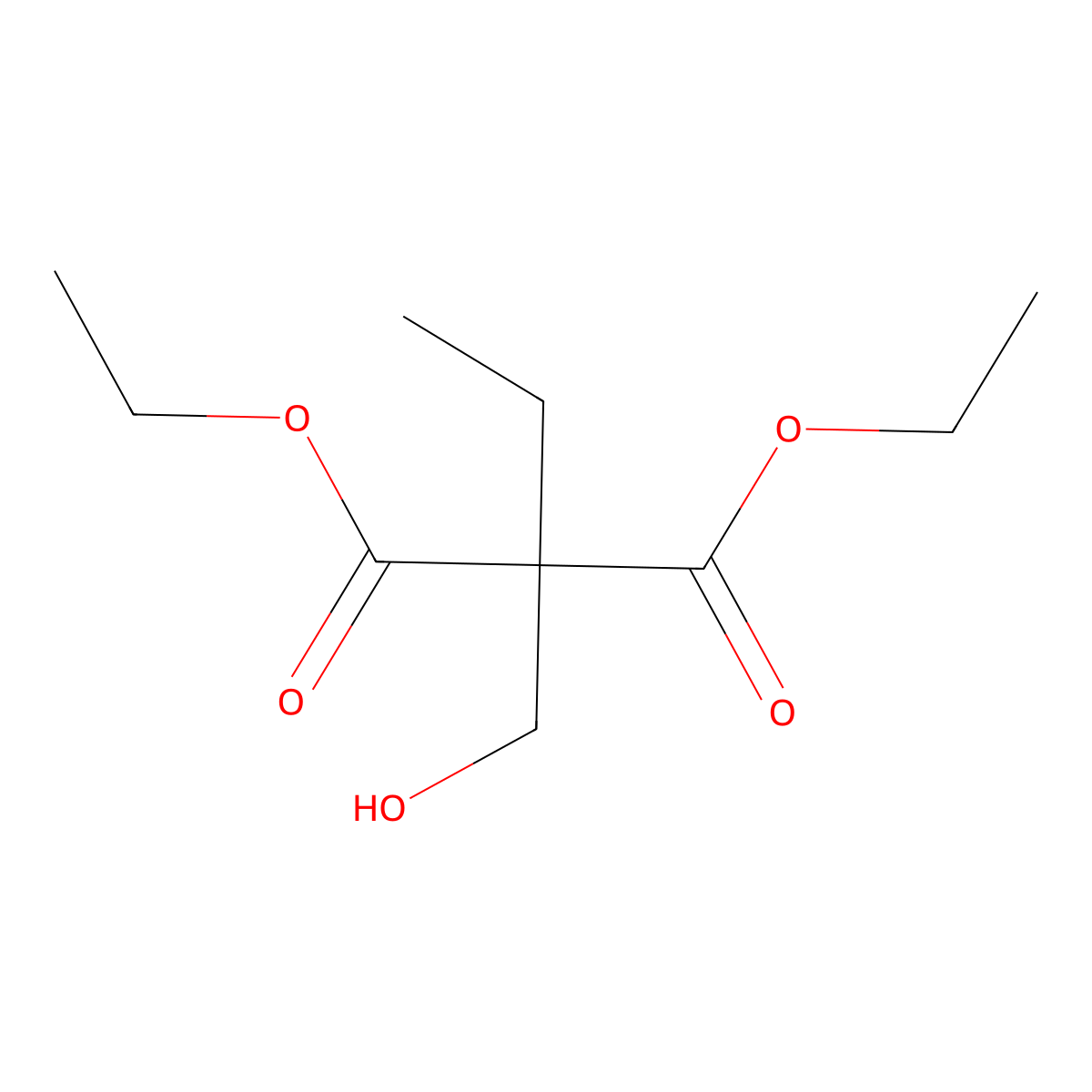 Diethyl 2-ethyl-2-(hydroxymethyl)malonate molecular structure, CAS 1823-88-7