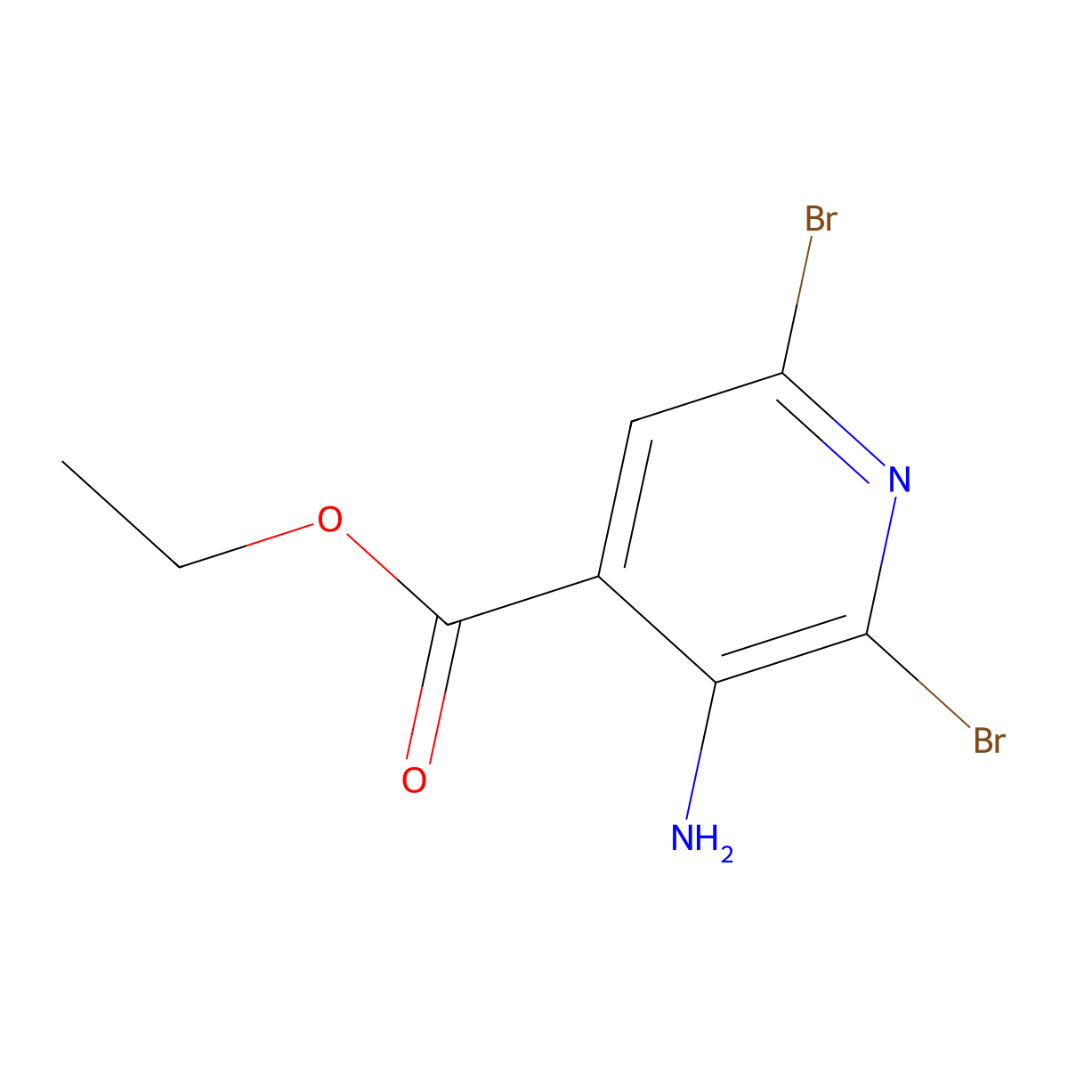 Ethyl 3-amino-2,6-dibromoisonicotinate molecular structure, CAS 1823000-08-3
