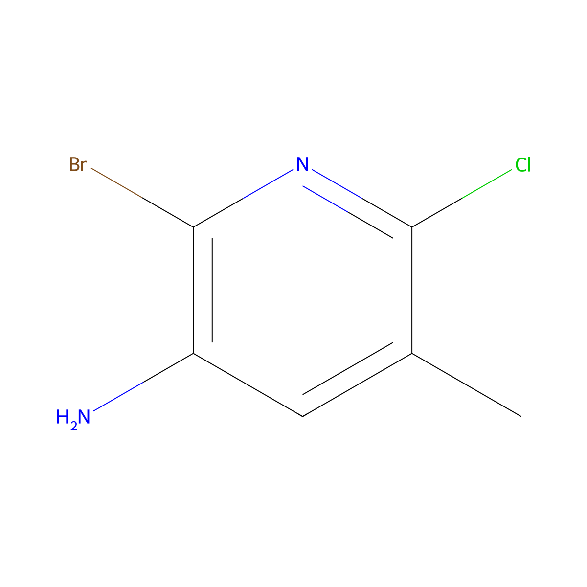 2-Bromo-6-chloro-5-methylpyridin-3-amine molecular structure, CAS 1823003-95-7