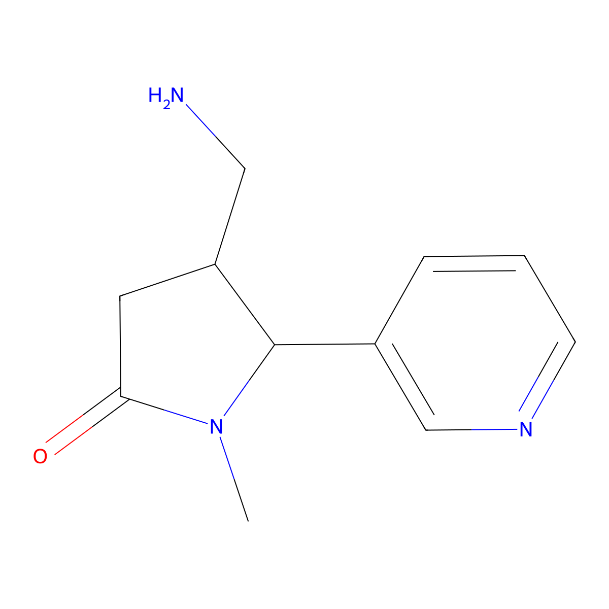 4-(Aminomethyl)-1-methyl-5-(pyridin-3-yl)pyrrolidin-2-one molecular structure, CAS 1823005-19-1