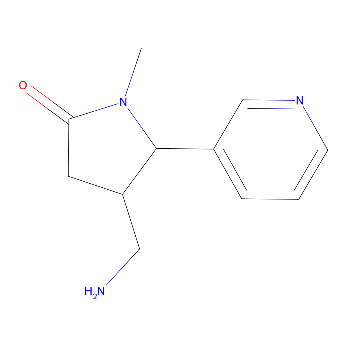 4-(Aminomethyl)-1-methyl-5-(pyridin-3-yl)pyrrolidin-2-one molecular structure, CAS 1823005-19-1