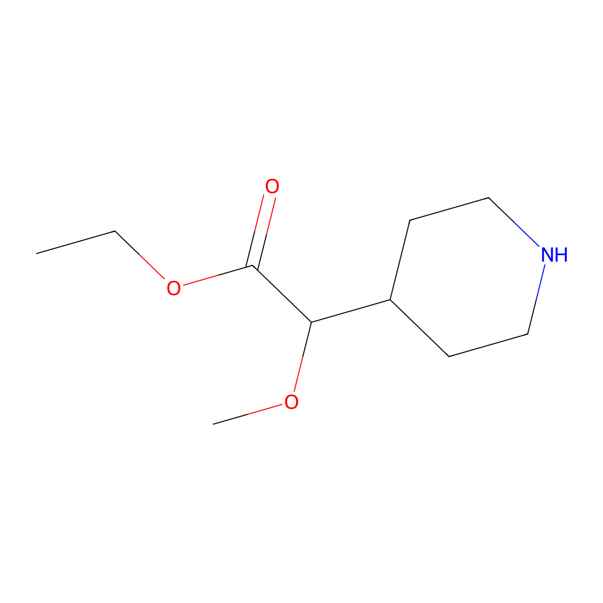 Ethyl 2-methoxy-2-(piperidin-4-yl)acetate molecular structure, CAS 1823023-24-0