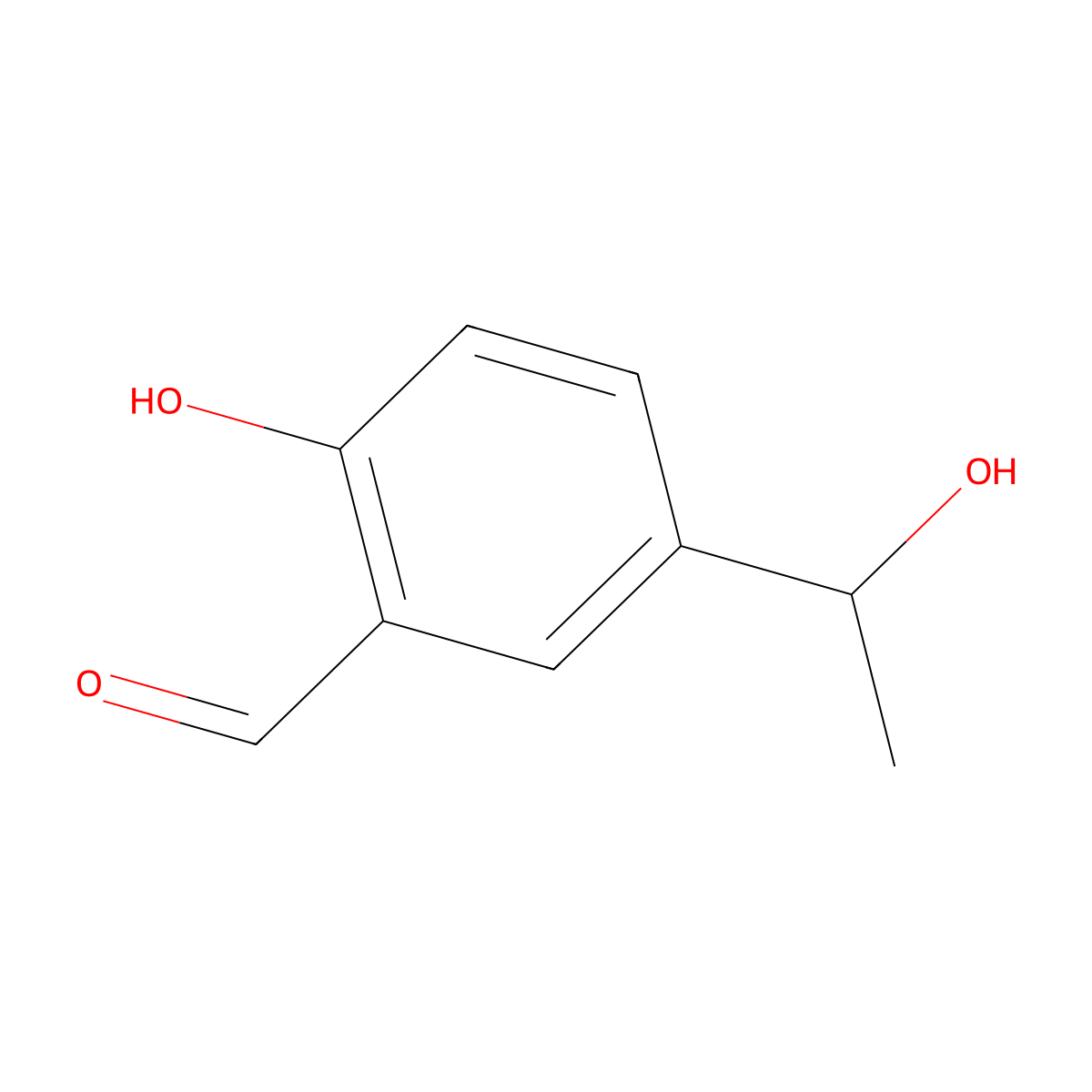 2-Hydroxy-5-(1-hydroxyethyl)benzaldehyde molecular structure, CAS 1823024-40-3