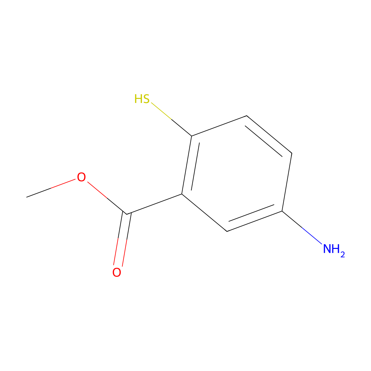 Methyl 5-amino-2-mercaptobenzoate molecular structure, CAS 1823025-17-7