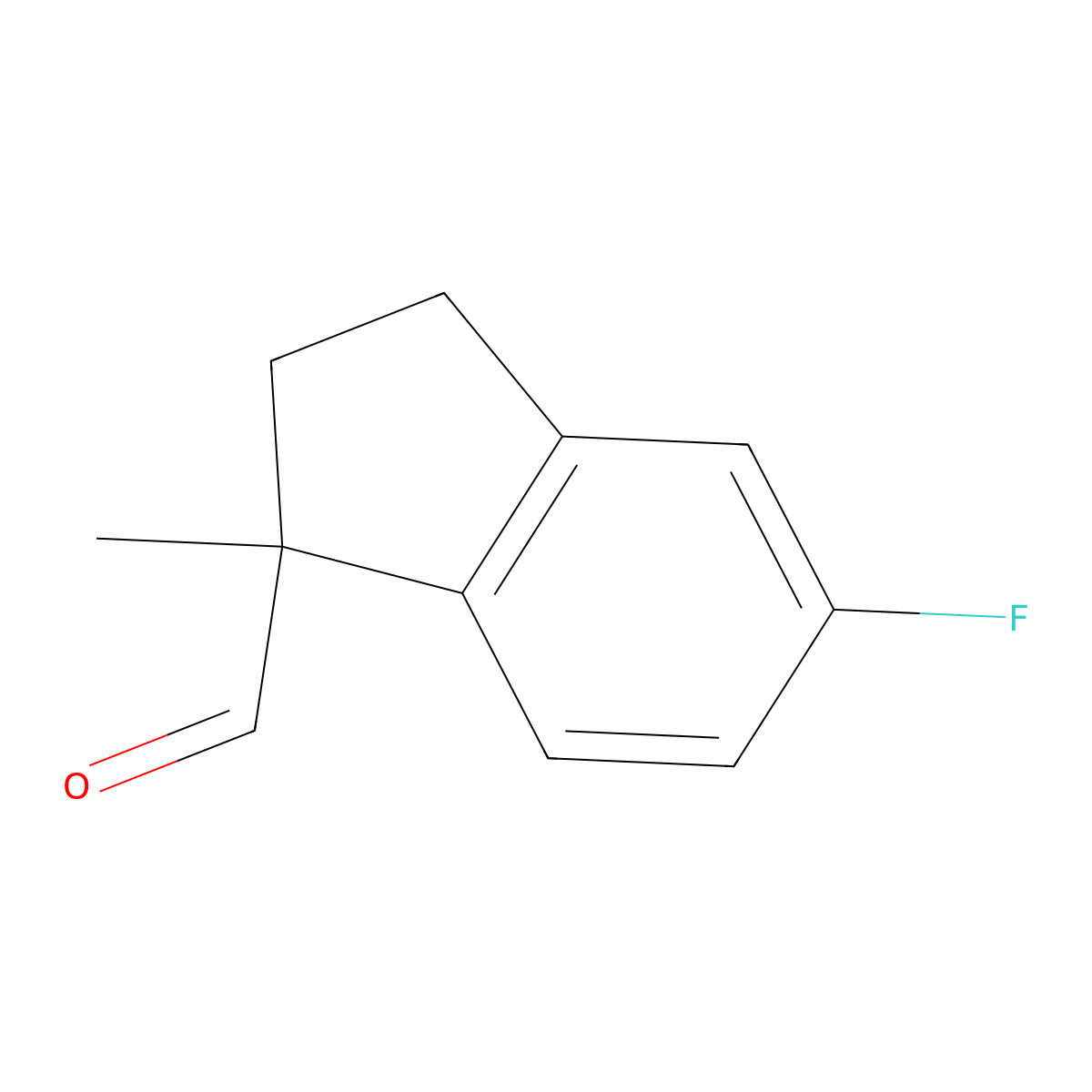5-fluoro-1-methyl-2,3-dihydro-1H-indene-1-carbaldehyde molecular structure, CAS 1823033-28-8