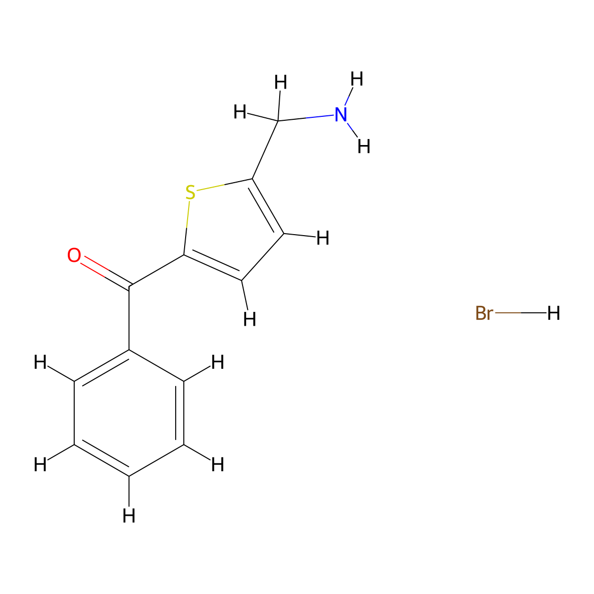 [5-(Aminomethyl)-2-thienyl](phenyl)methanone hydrobromide molecular structure, CAS 1823036-94-7