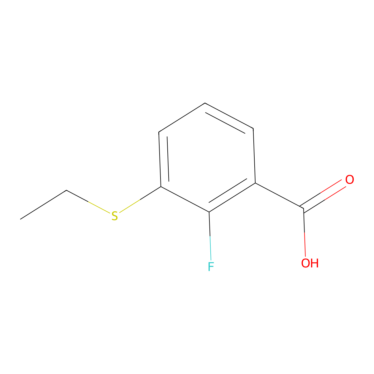 3-(Ethylthio)-2-fluorobenzoic acid molecular structure, CAS 1823040-30-7