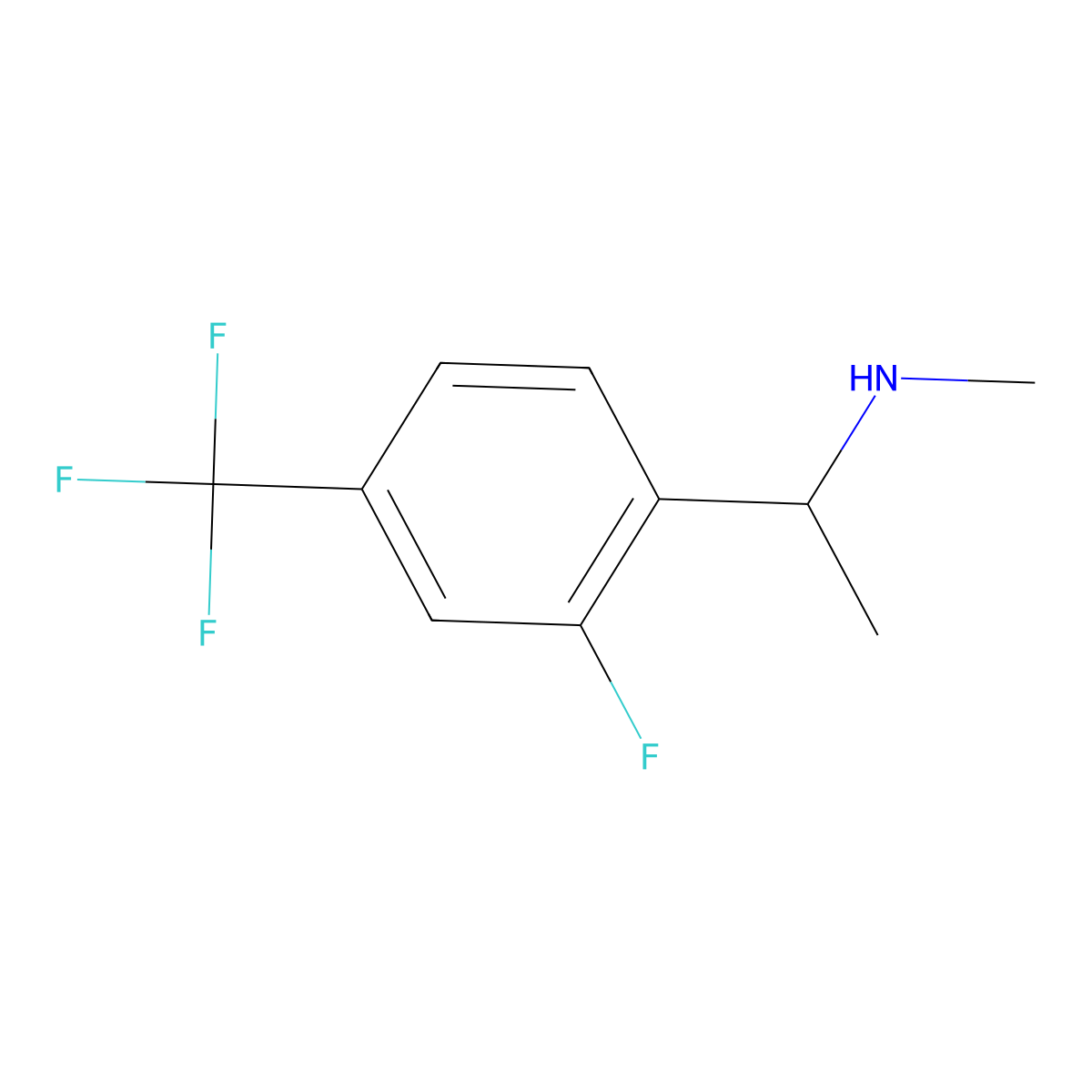 (1-(2-Fluoro-4-(trifluoromethyl)phenyl)ethyl)(methyl)amine molecular structure, CAS 1823042-98-3