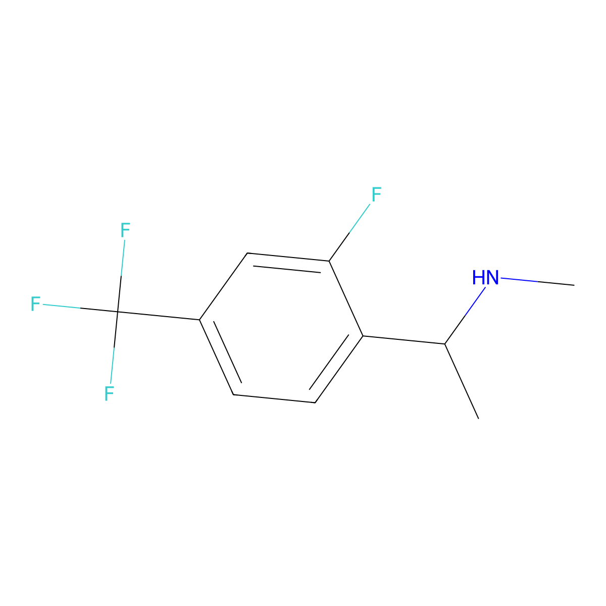 (1-(2-Fluoro-4-(trifluoromethyl)phenyl)ethyl)(methyl)amine molecular structure, CAS 1823042-98-3