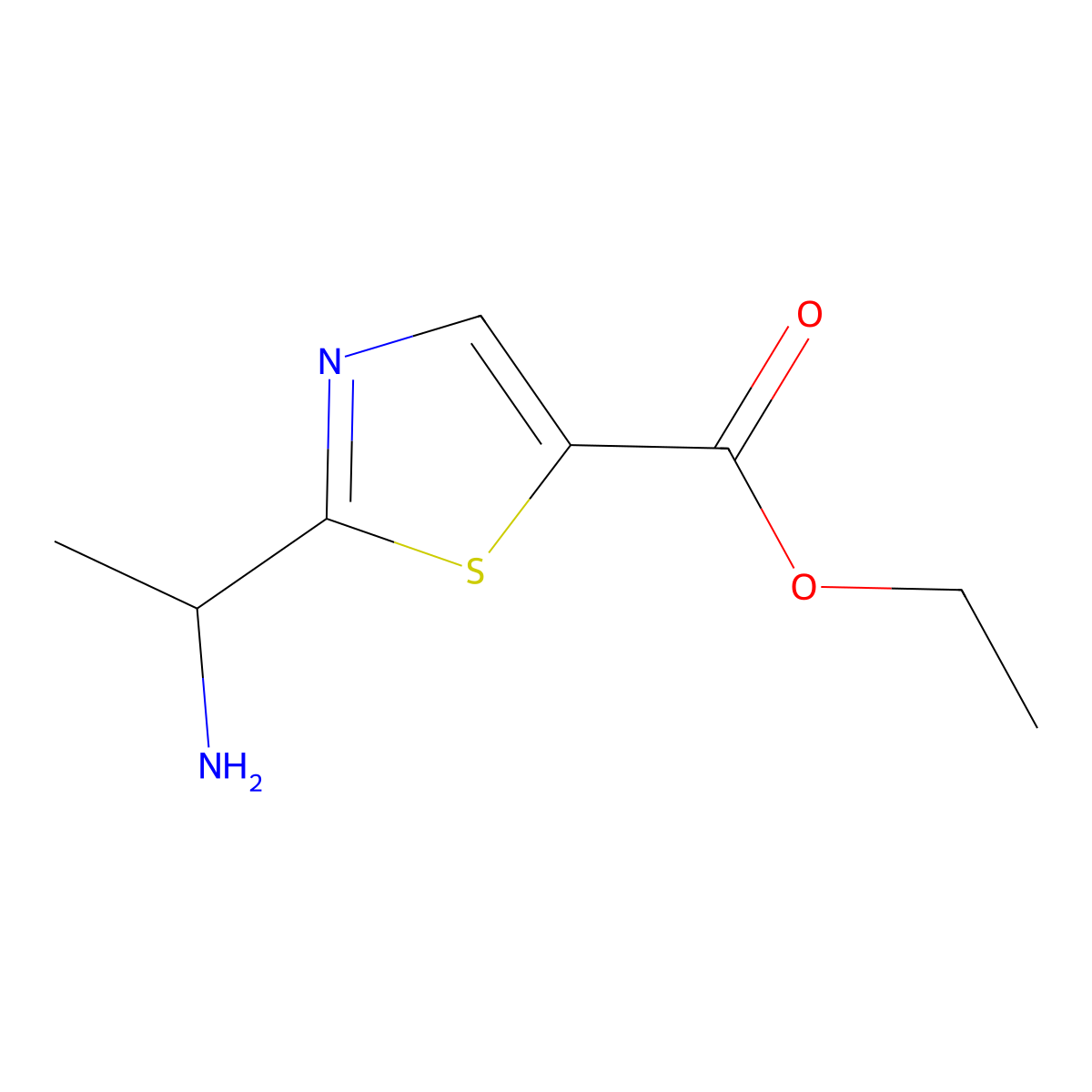 Ethyl 2-(1-aminoethyl)-1,3-thiazole-5-carboxylate molecular structure, CAS 1823047-47-7