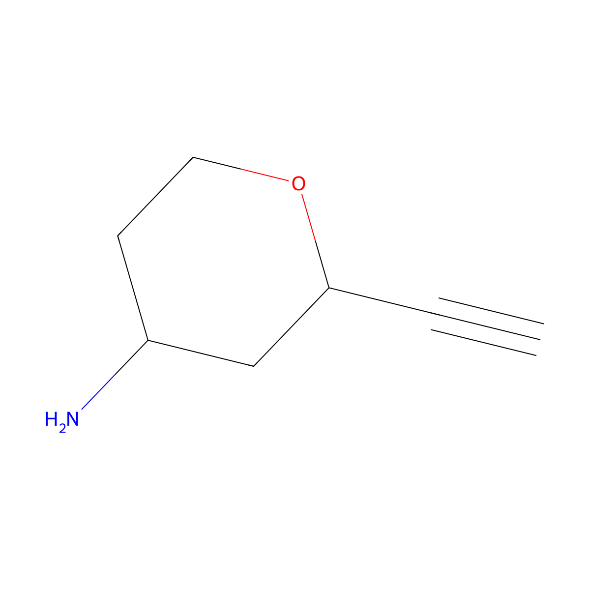 2-Ethynyloxan-4-amine molecular structure, CAS 1823049-66-6