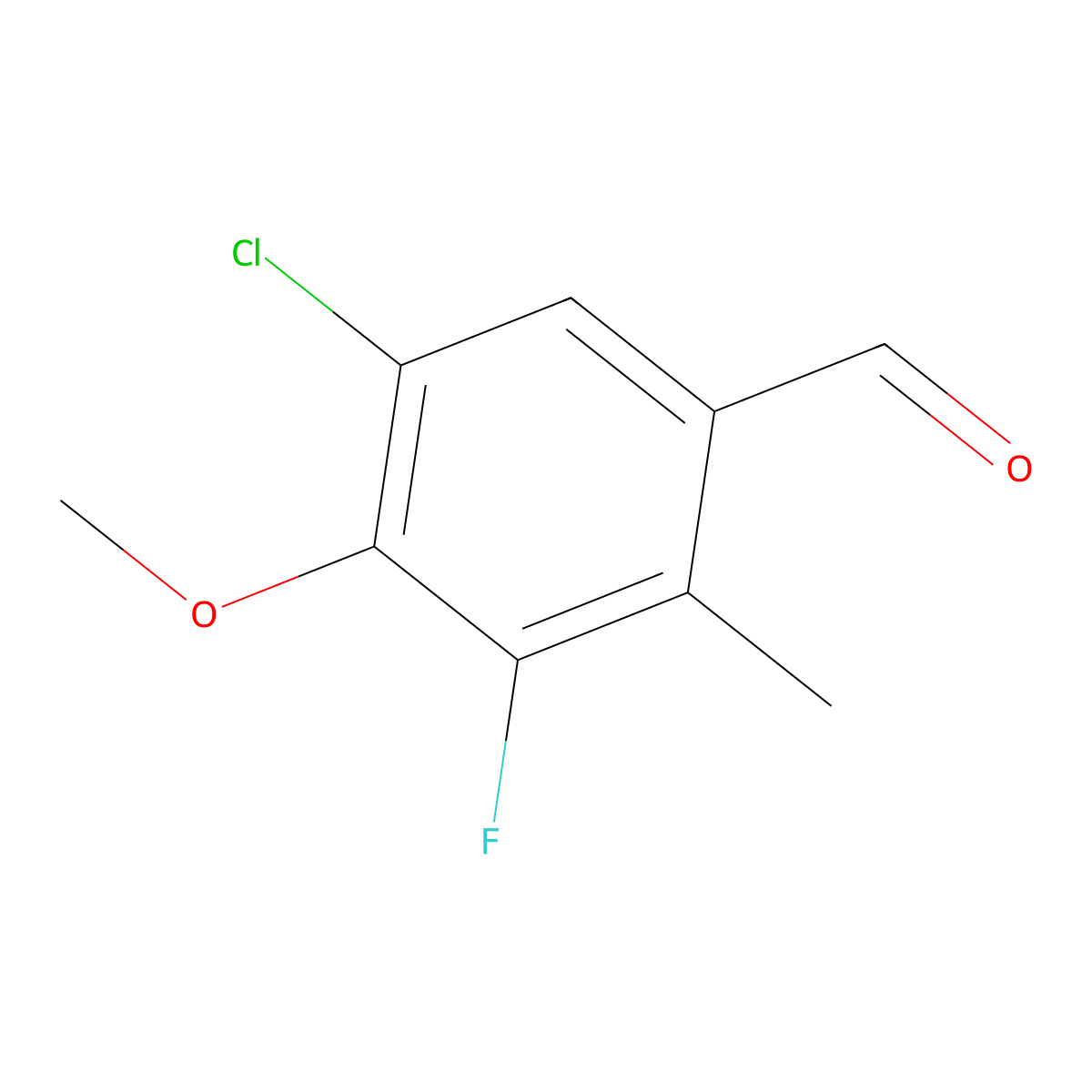 5-Chloro-3-fluoro-4-methoxy-2-methylbenzaldehyde molecular structure, CAS 1823049-90-6