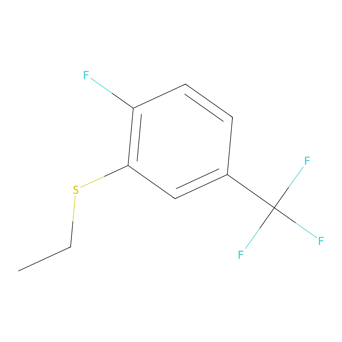 2-(Ethylthio)-1-fluoro-4-(trifluoromethyl)benZene molecular structure, CAS 1823053-99-1