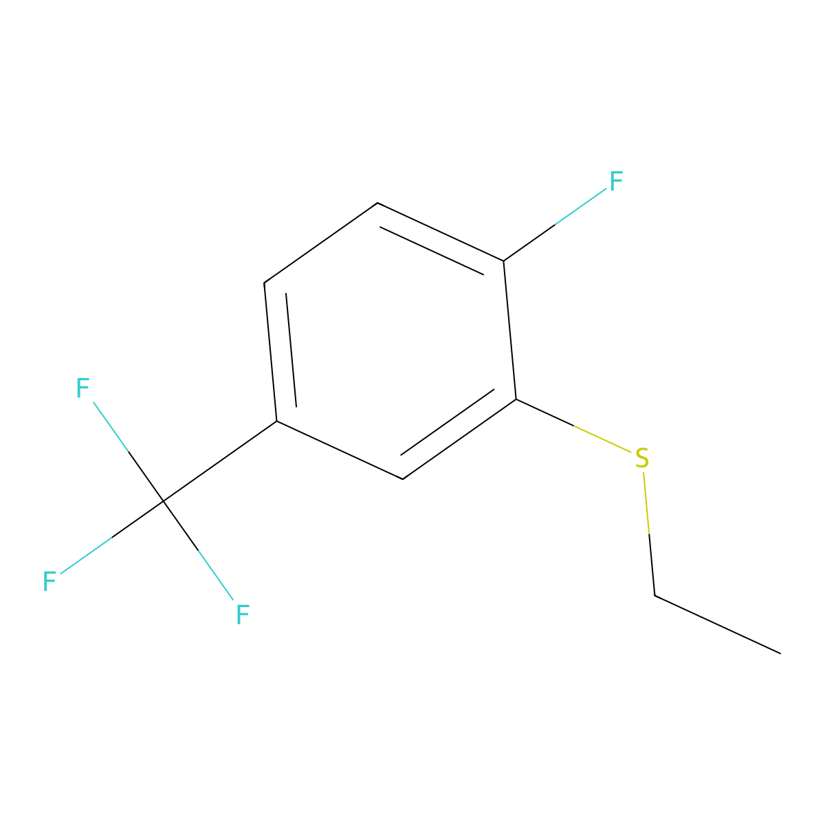 2-(Ethylthio)-1-fluoro-4-(trifluoromethyl)benZene molecular structure, CAS 1823053-99-1