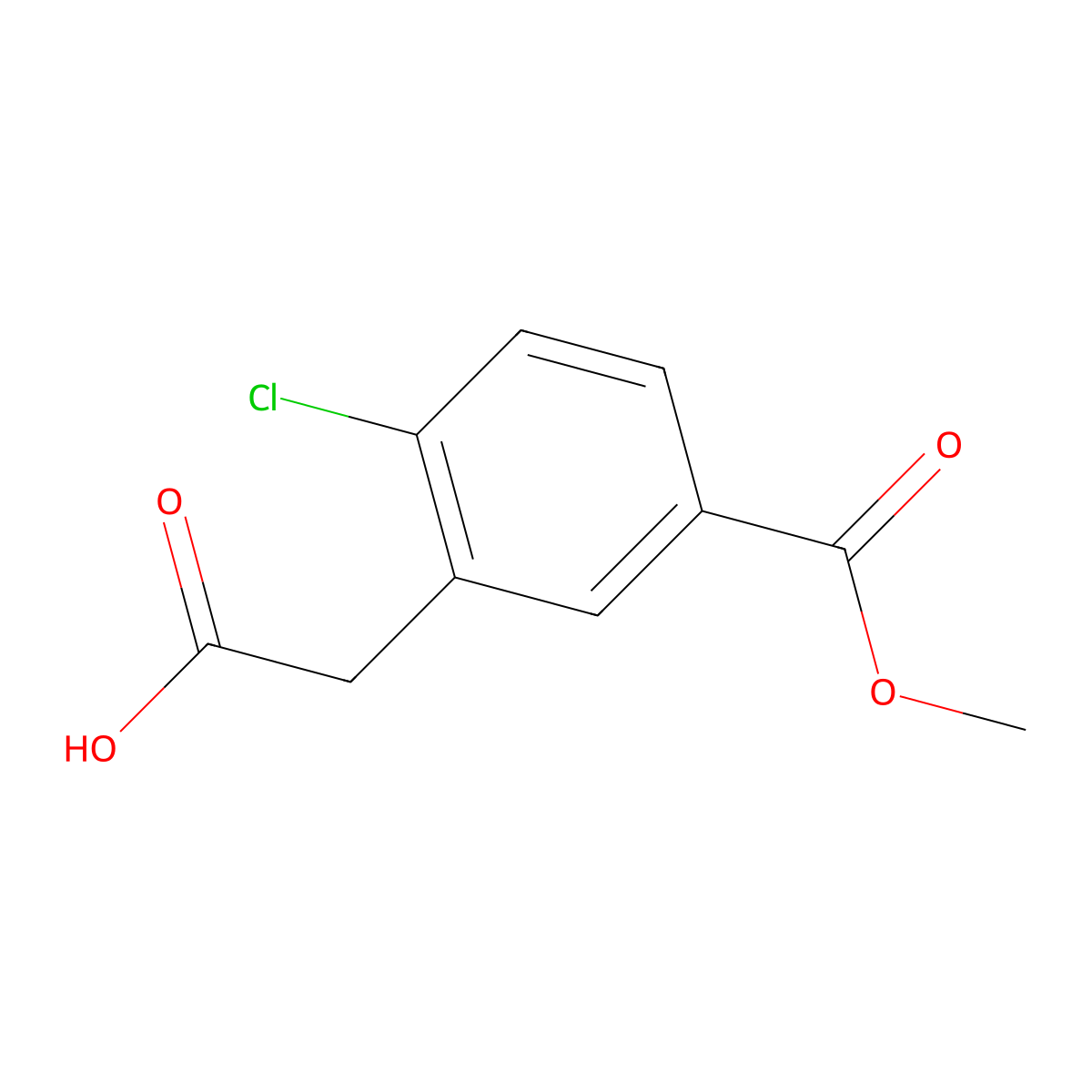 2-(2-Chloro-5-(methoxycarbonyl)phenyl)acetic acid molecular structure, CAS 1823056-65-0