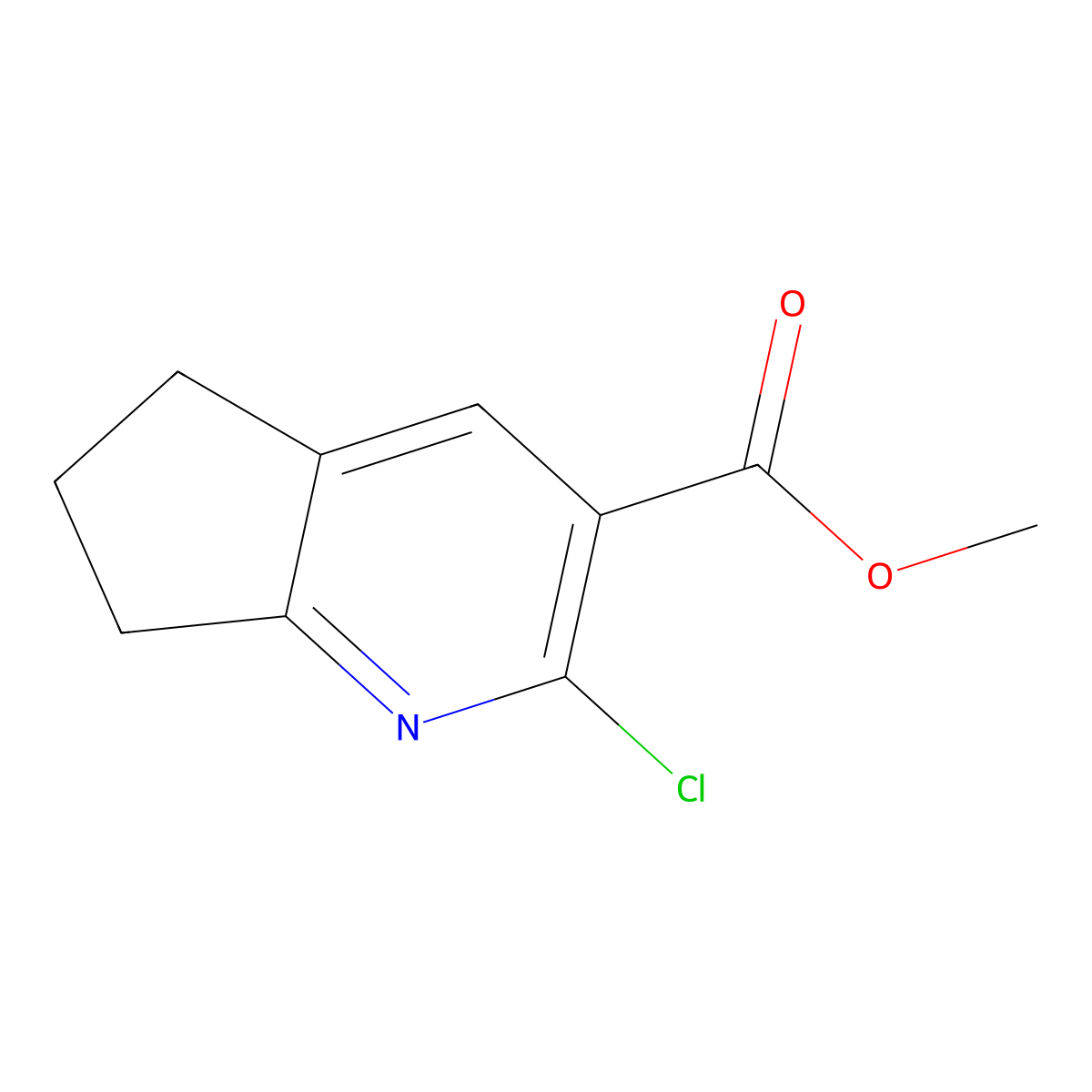 methyl 2-chloro-6,7-dihydro-5H-cyclopenta(b)pyridine-3-carboxylate molecular structure, CAS 1823058-15-6