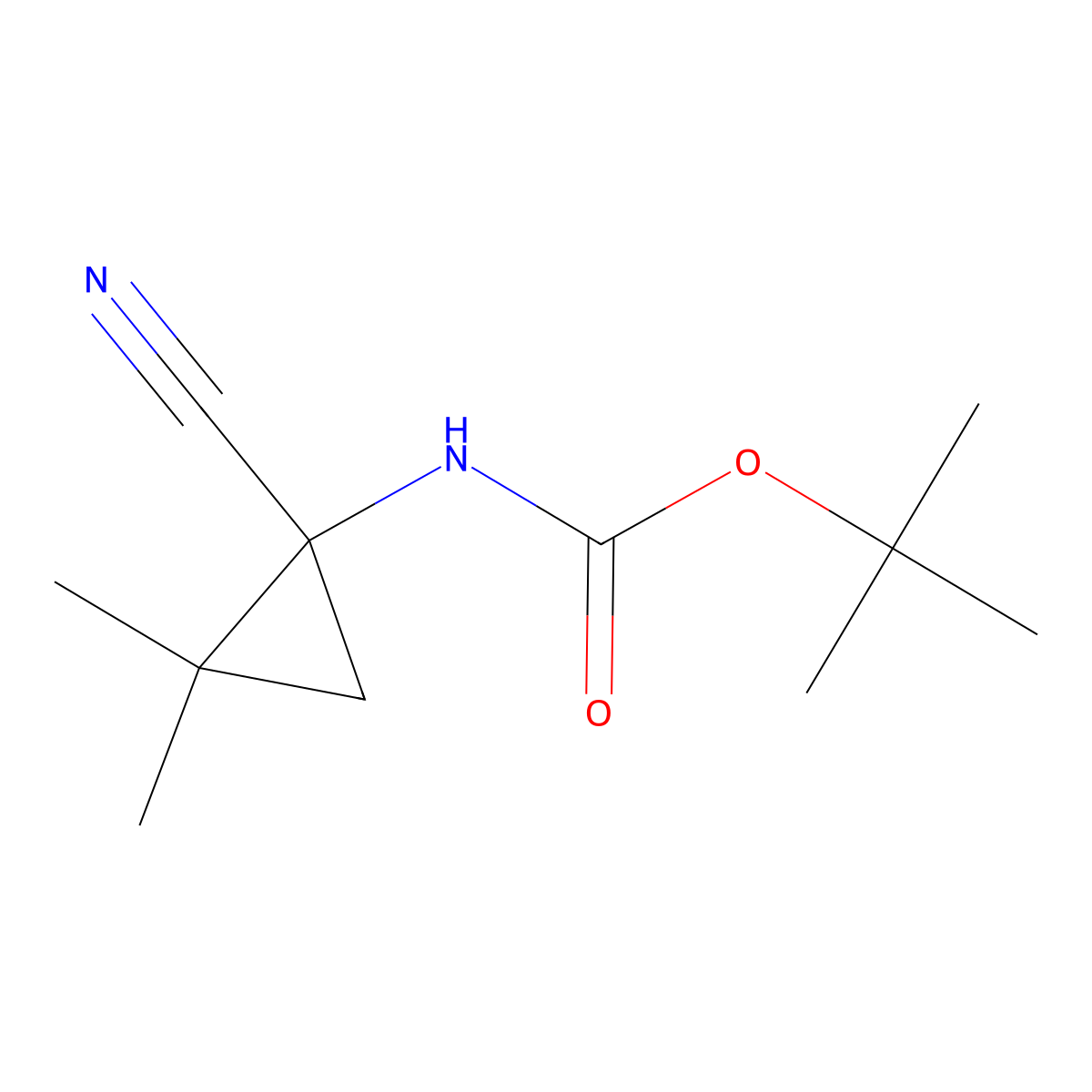 tert-butyl N-(1-cyano-2,2-dimethylcyclopropyl)carbamate molecular structure, CAS 1823076-02-3