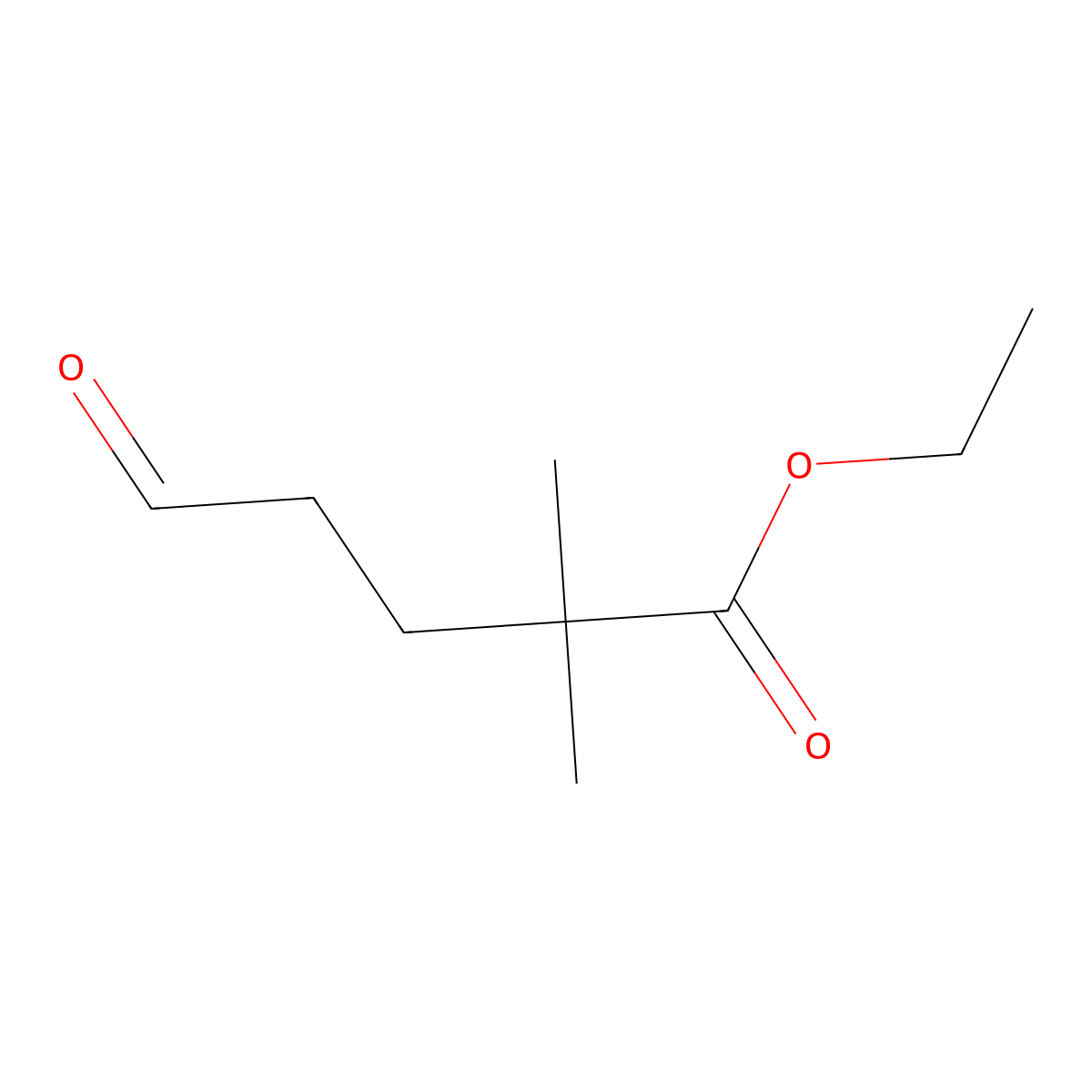 Ethyl 2,2-dimethyl-5-oxopentanoate molecular structure, CAS 1823087-51-9