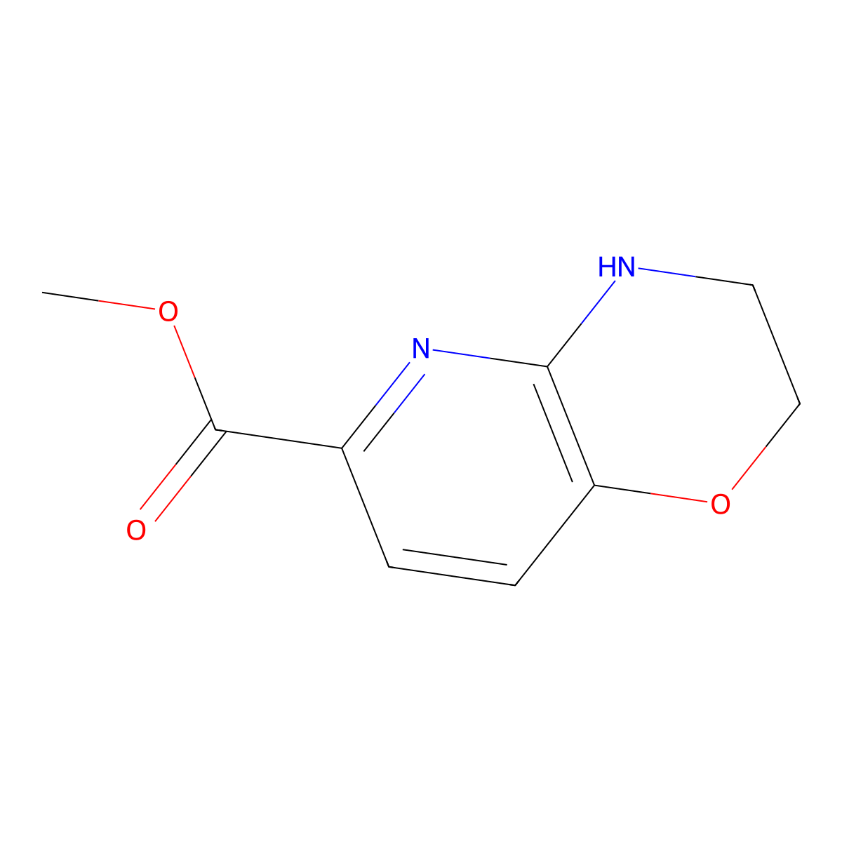 methyl 2H,3H,4H-pyrido[3,2-b][1,4]oxazine-6-carboxylate molecular structure, CAS 1823091-98-0