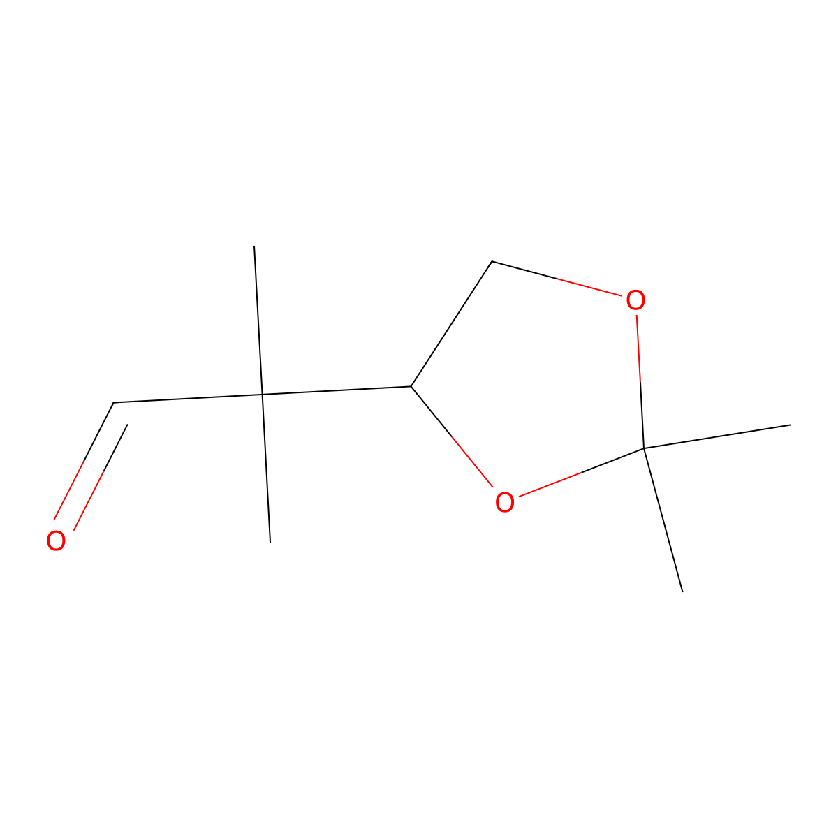 2-(2,2-Dimethyl-[1,3]dioxolan-4-yl)-2-methyl-propionaldehyde molecular structure, CAS 1823092-37-0