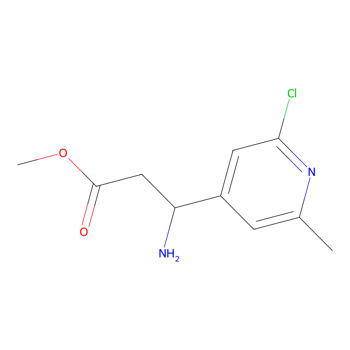 Methyl 3-amino-3-(2-chloro-6-methylpyridin-4-yl)propanoate molecular structure, CAS 1823095-31-3