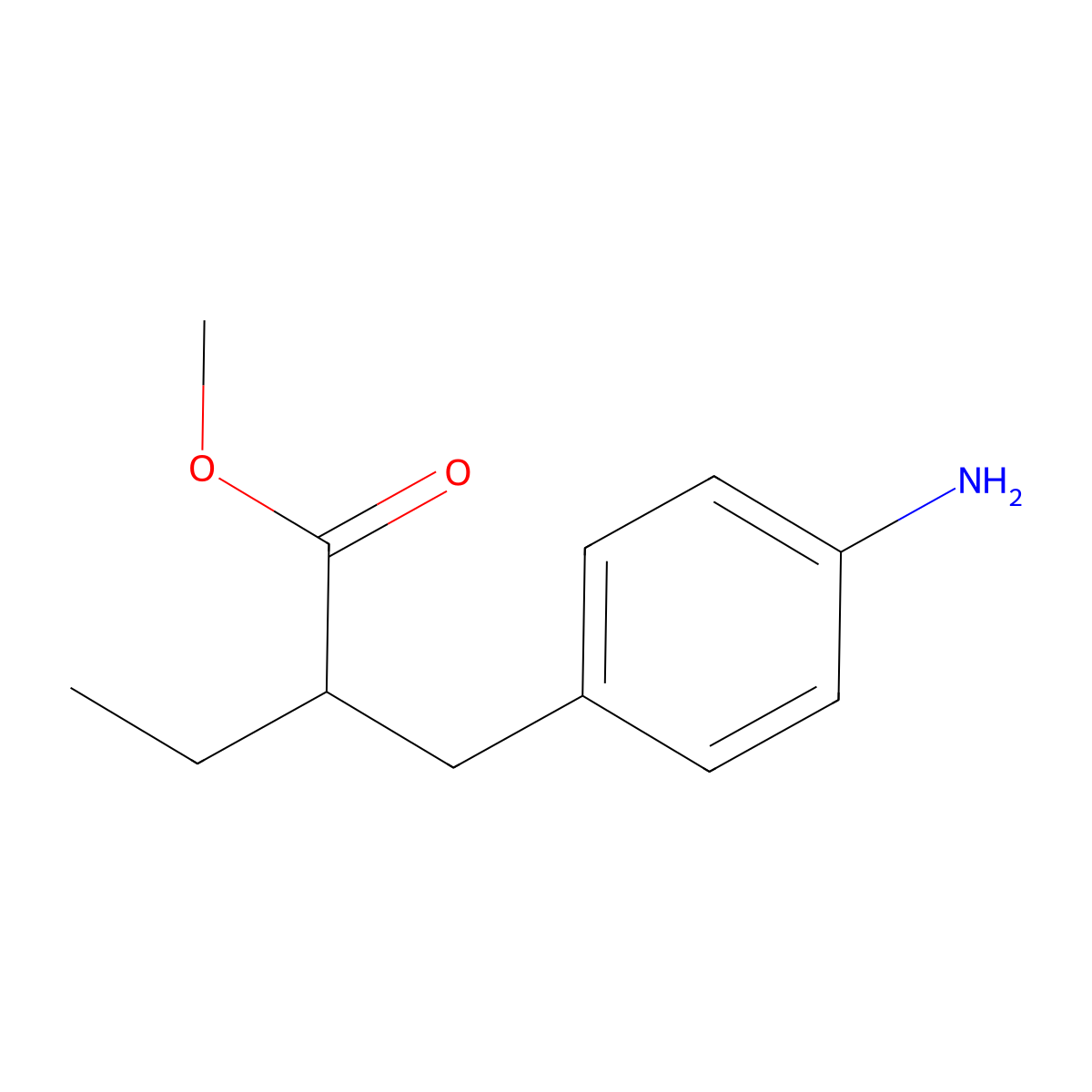 Methyl 2-[(4-aminophenyl)methyl]butanoate molecular structure, CAS 1823095-48-2