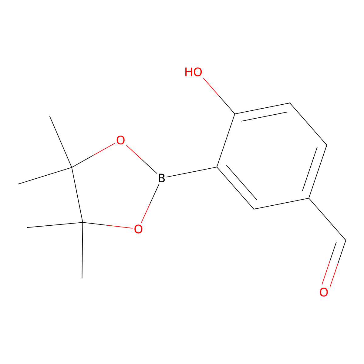 4-Hydroxy-3-(4,4,5,5-tetramethyl-1,3,2-dioxaborolan-2-YL)benzaldehyde molecular structure, CAS 1823104-80-8