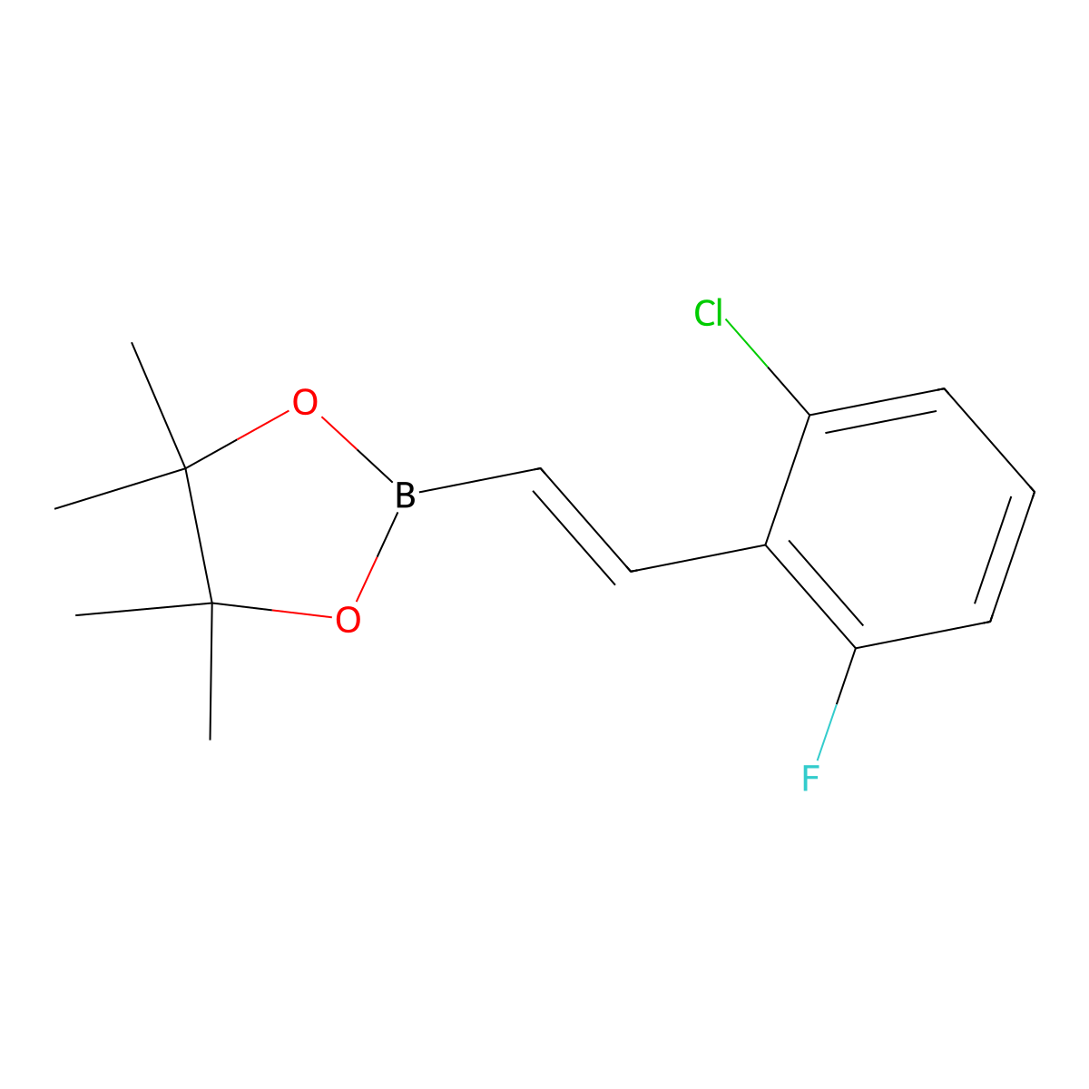 2-[(E)-2-(2-chloro-6-fluorophenyl)ethenyl]-4,4,5,5-tetramethyl-1,3,2-dioxaborolane molecular structure, CAS 1823131-50-5