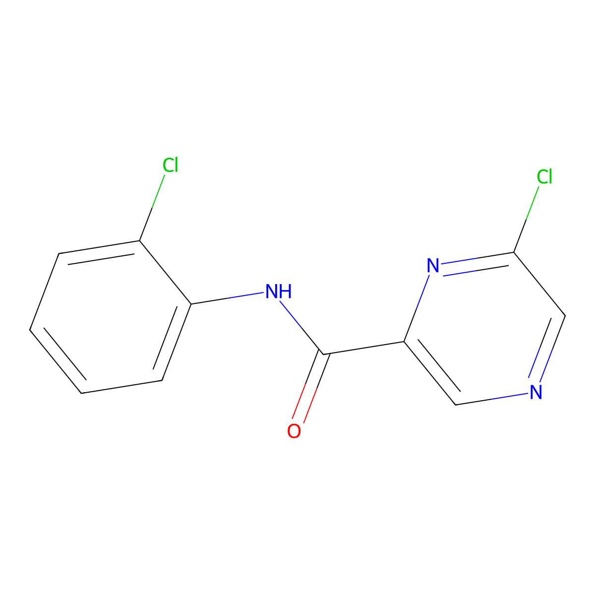 6-chloro-N-(2-chlorophenyl)pyrazine-2-carboxamide molecular structure, CAS 1823140-88-0