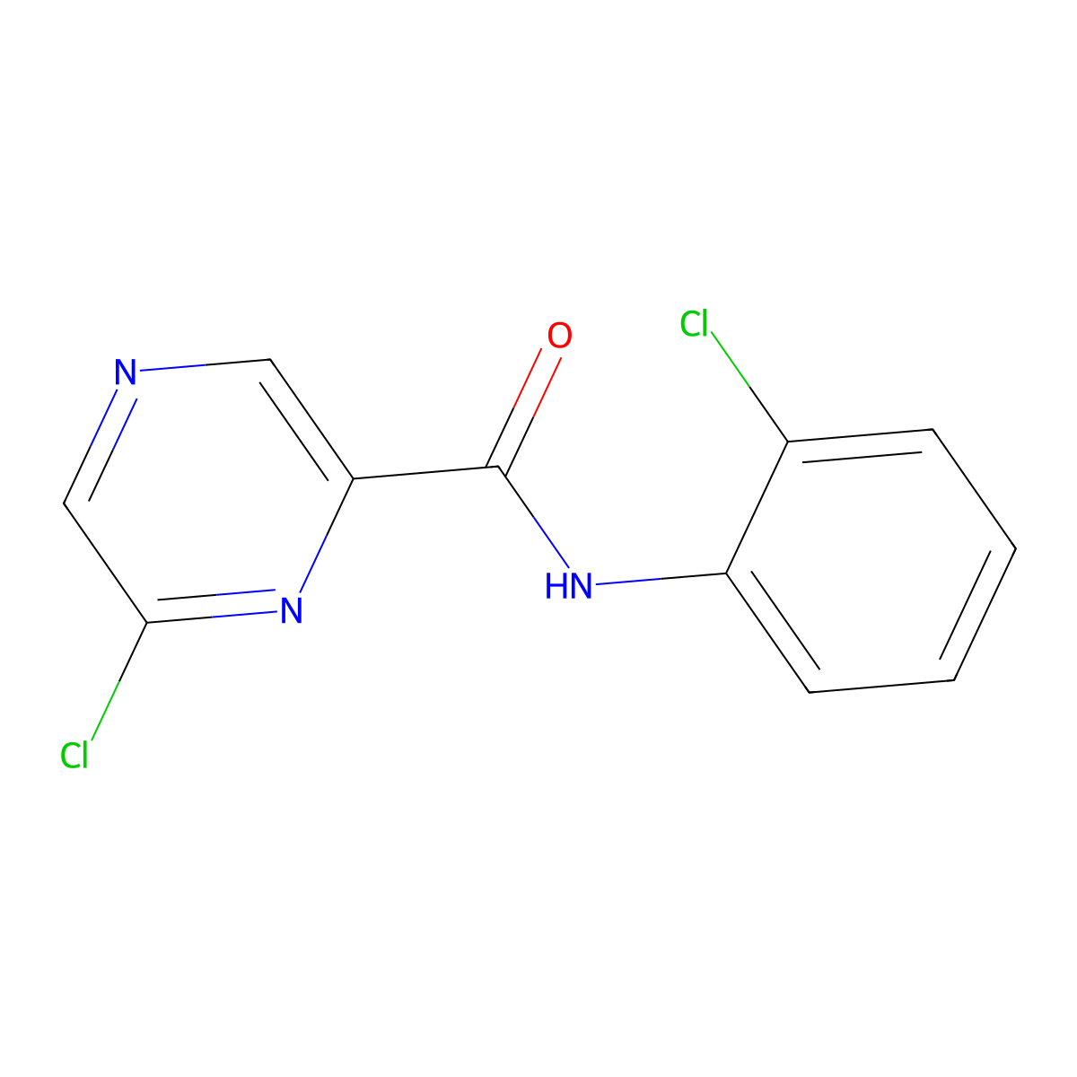 6-chloro-N-(2-chlorophenyl)pyrazine-2-carboxamide molecular structure, CAS 1823140-88-0