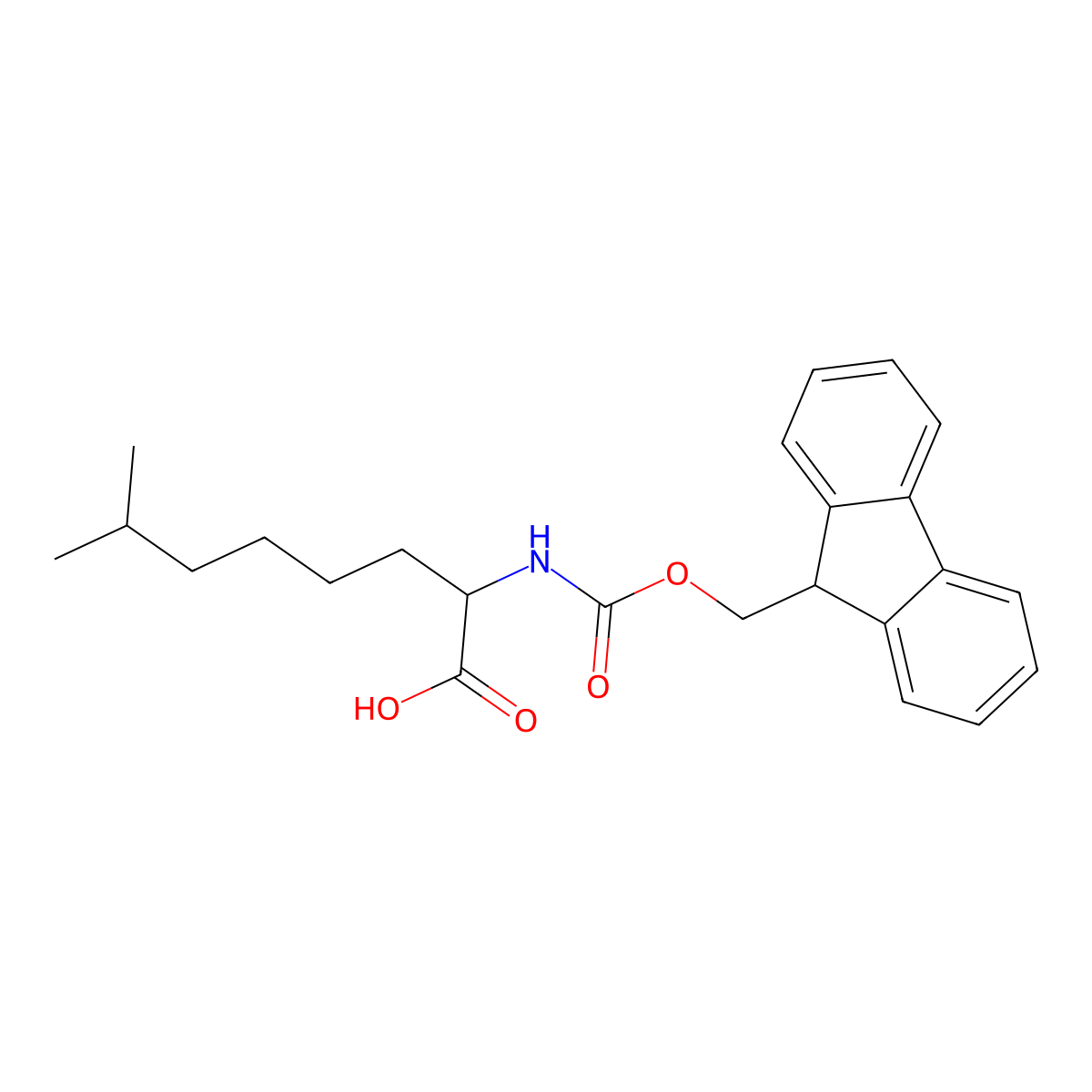 (S)-2-((((9H-Fluoren-9-yl)methoxy)carbonyl)amino)-7-methyloctanoic acid molecular structure, CAS 1823167-85-6