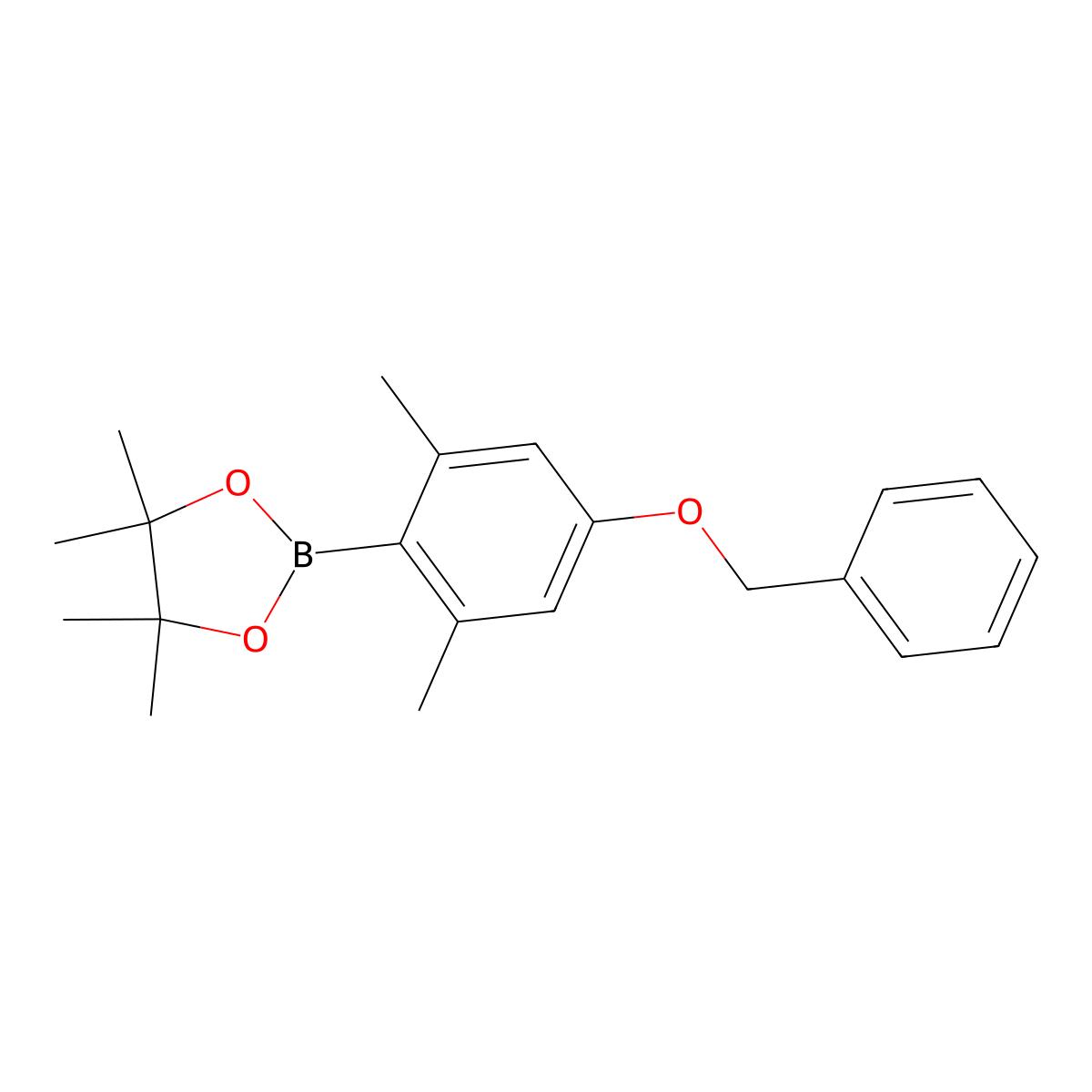 2-(4-(Benzyloxy)-2,6-dimethylphenyl)-4,4,5,5-tetramethyl-1,3,2-dioxaborolane molecular structure, CAS 1823170-16-6