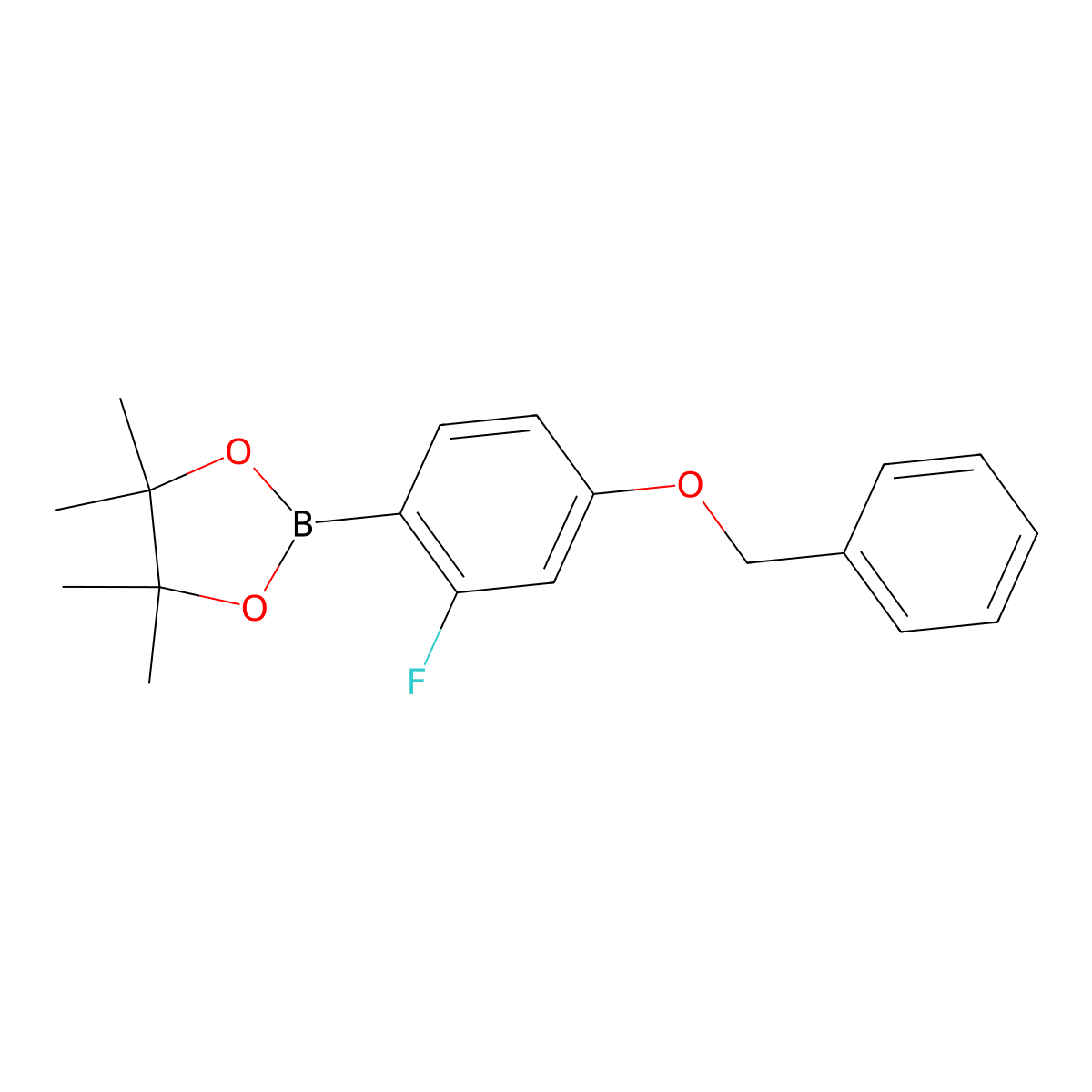 2-(4-(Benzyloxy)-2-fluorophenyl)-4,4,5,5-tetramethyl-1,3,2-dioxaborolane molecular structure, CAS 1823170-17-7