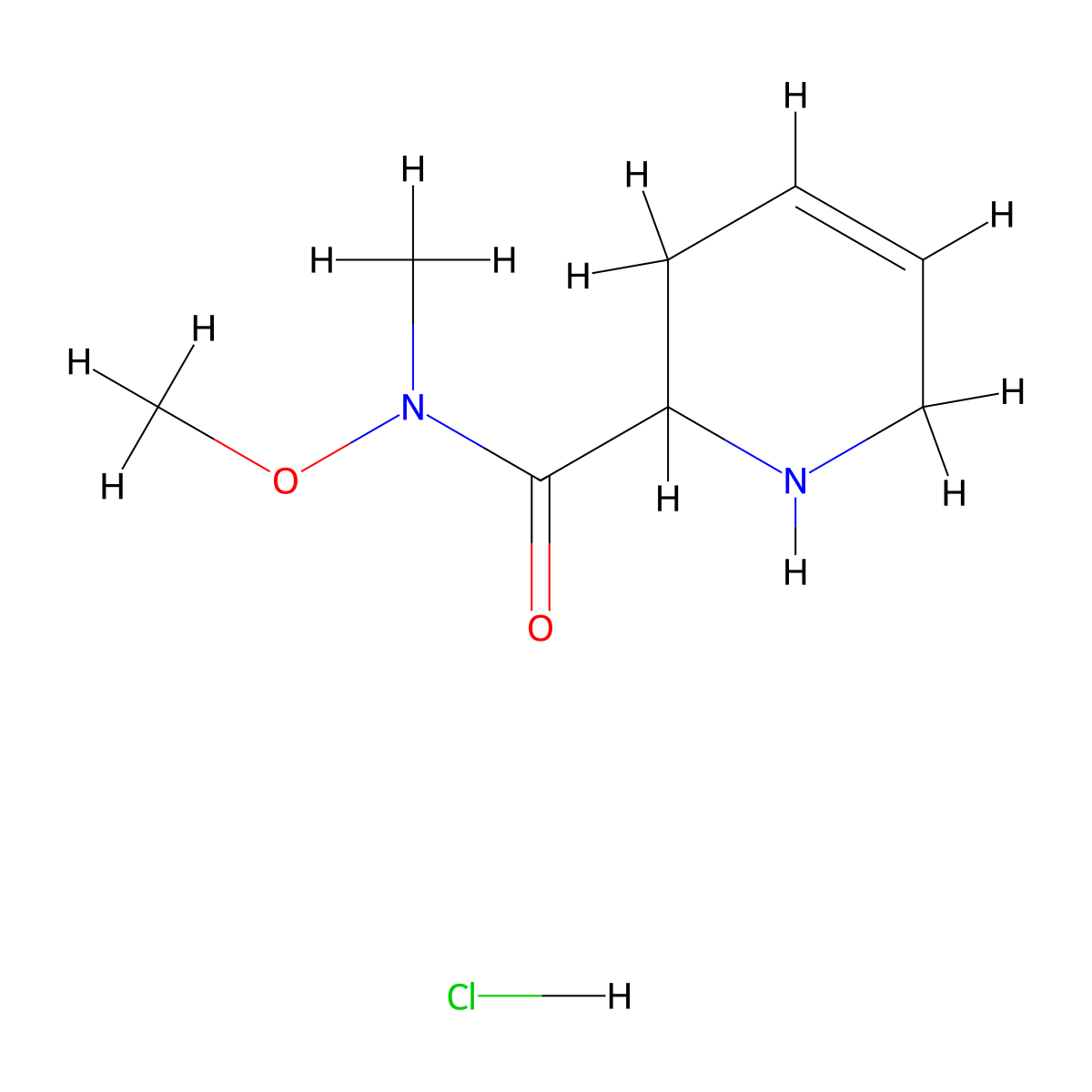 N-methoxy-N-methyl-1,2,3,6-tetrahydropyridine-2-carboxamide hydrochloride molecular structure, CAS 1823182-24-6