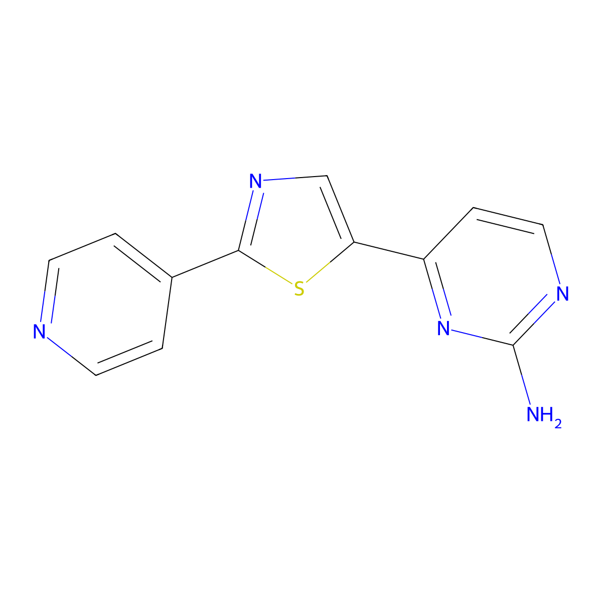 4-[2-(Pyridin-4-yl)-1,3-thiazol-5-yl]pyrimidin-2-amine molecular structure, CAS 1823182-54-2
